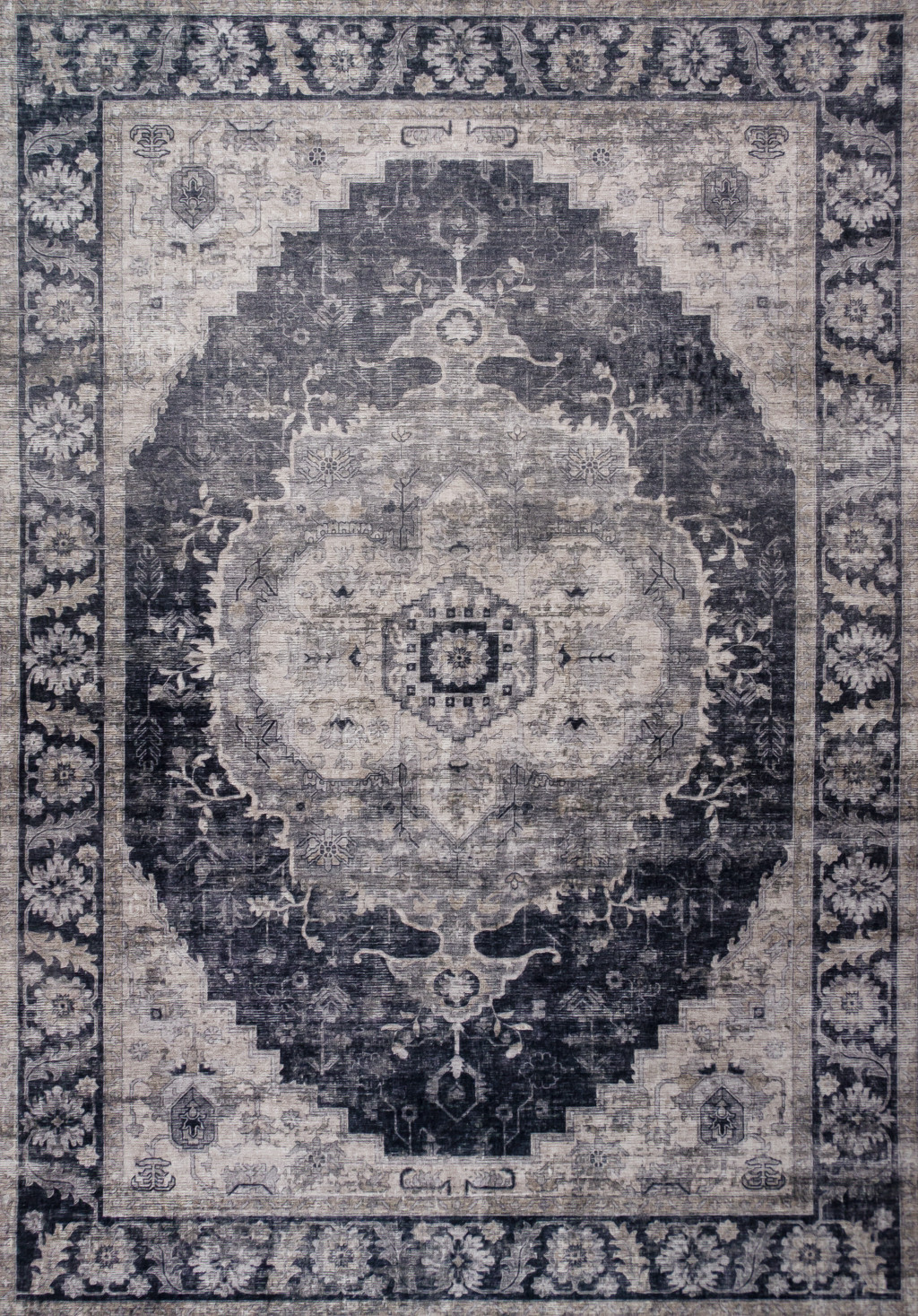 5 x 8 Black and gray Oriental Area Rug
