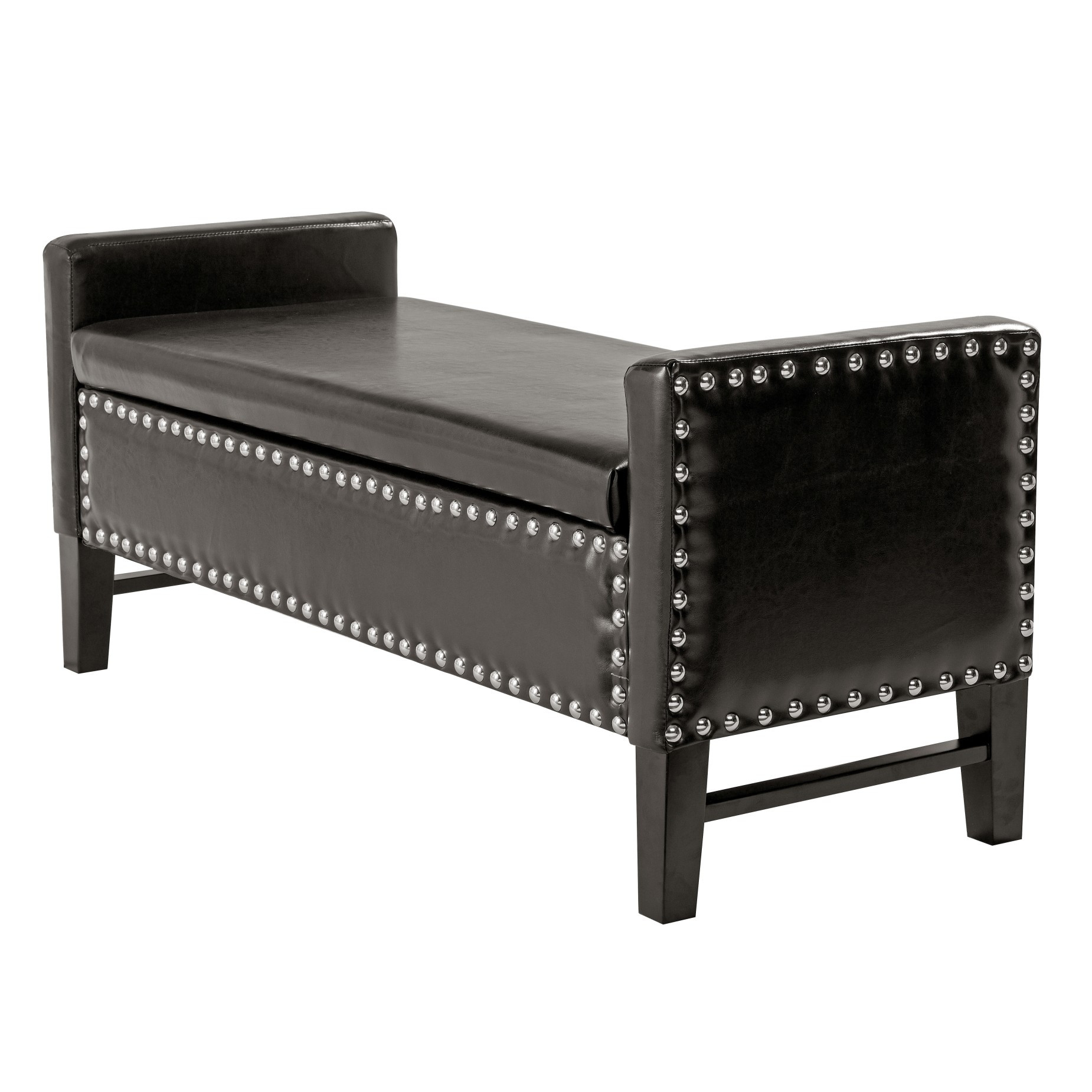 50" Espresso Upholstered PU Leather Bench with Flip top, Shoe Storage-530654-1