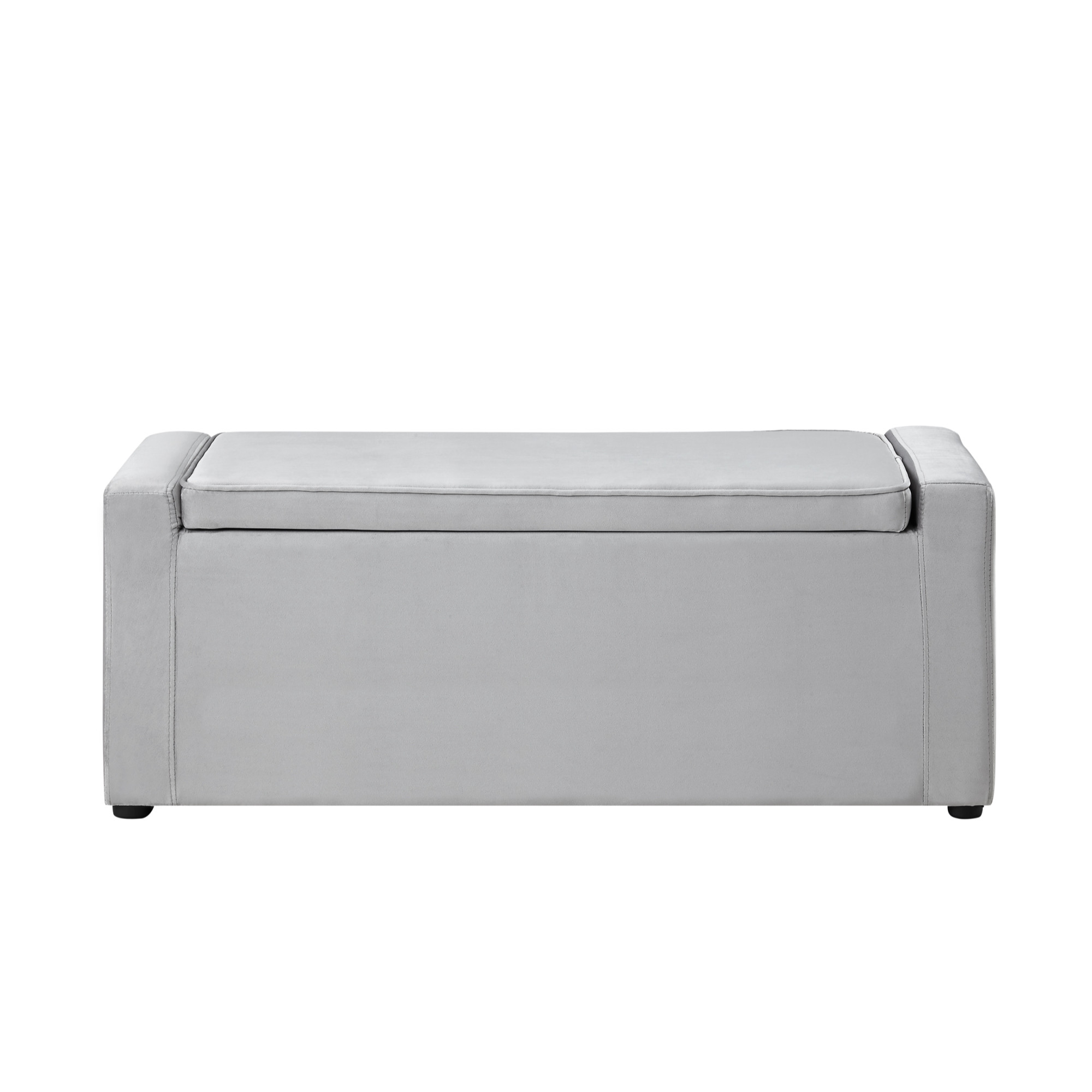 47" Gray and Black Upholstered Velvet Bench with Flip top, Shoe Storage-530671-1