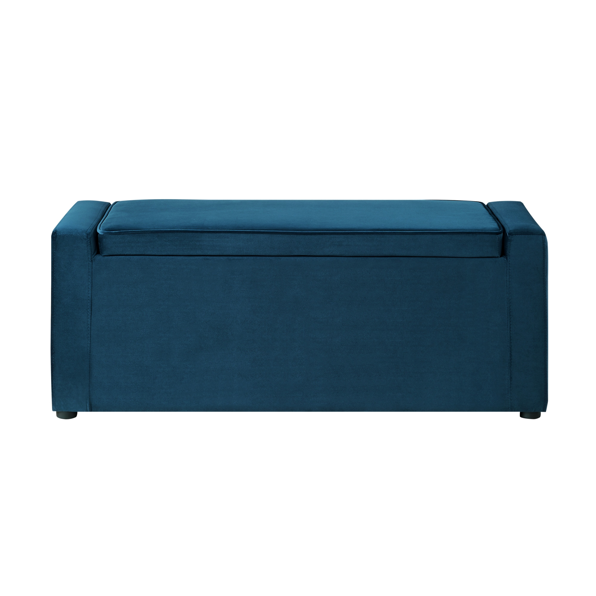 47" Navy Blue and Black Upholstered Velvet Bench with Flip top, Shoe Storage-530672-1