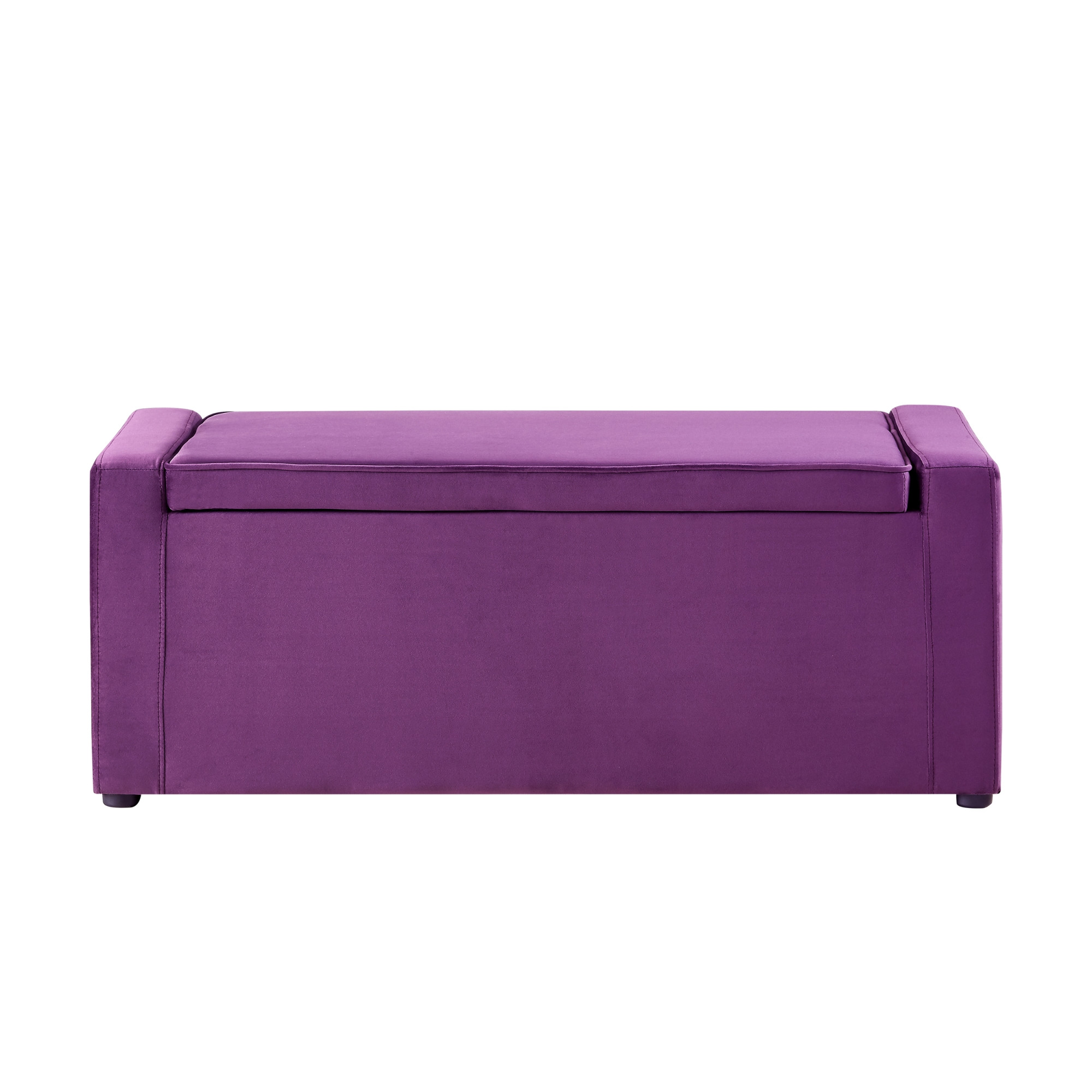 47" Purple and Black Upholstered Velvet Bench with Flip top, Shoe Storage-530673-1