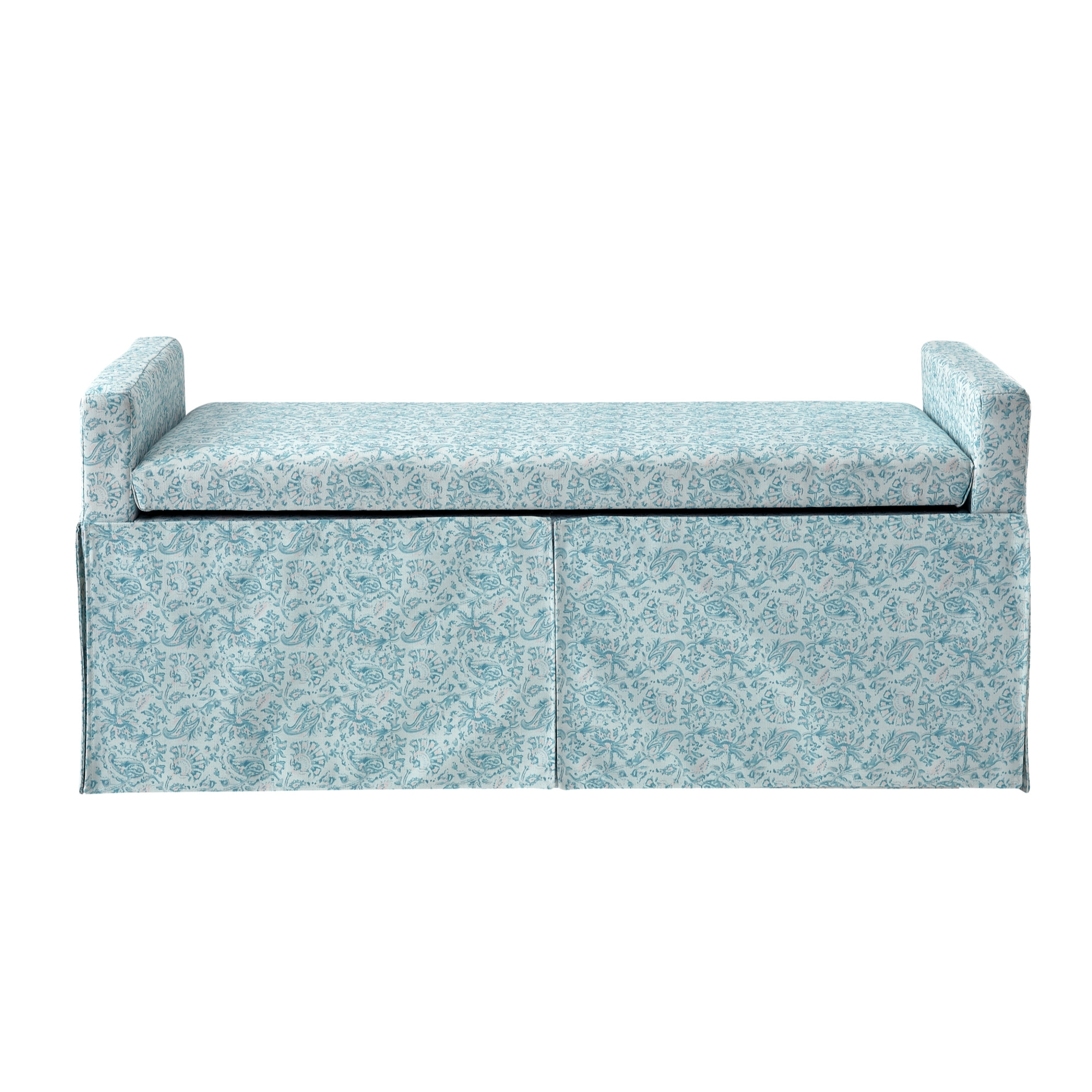 50" Blue Upholstered Linen Bench with Flip top, Shoe Storage-530677-1