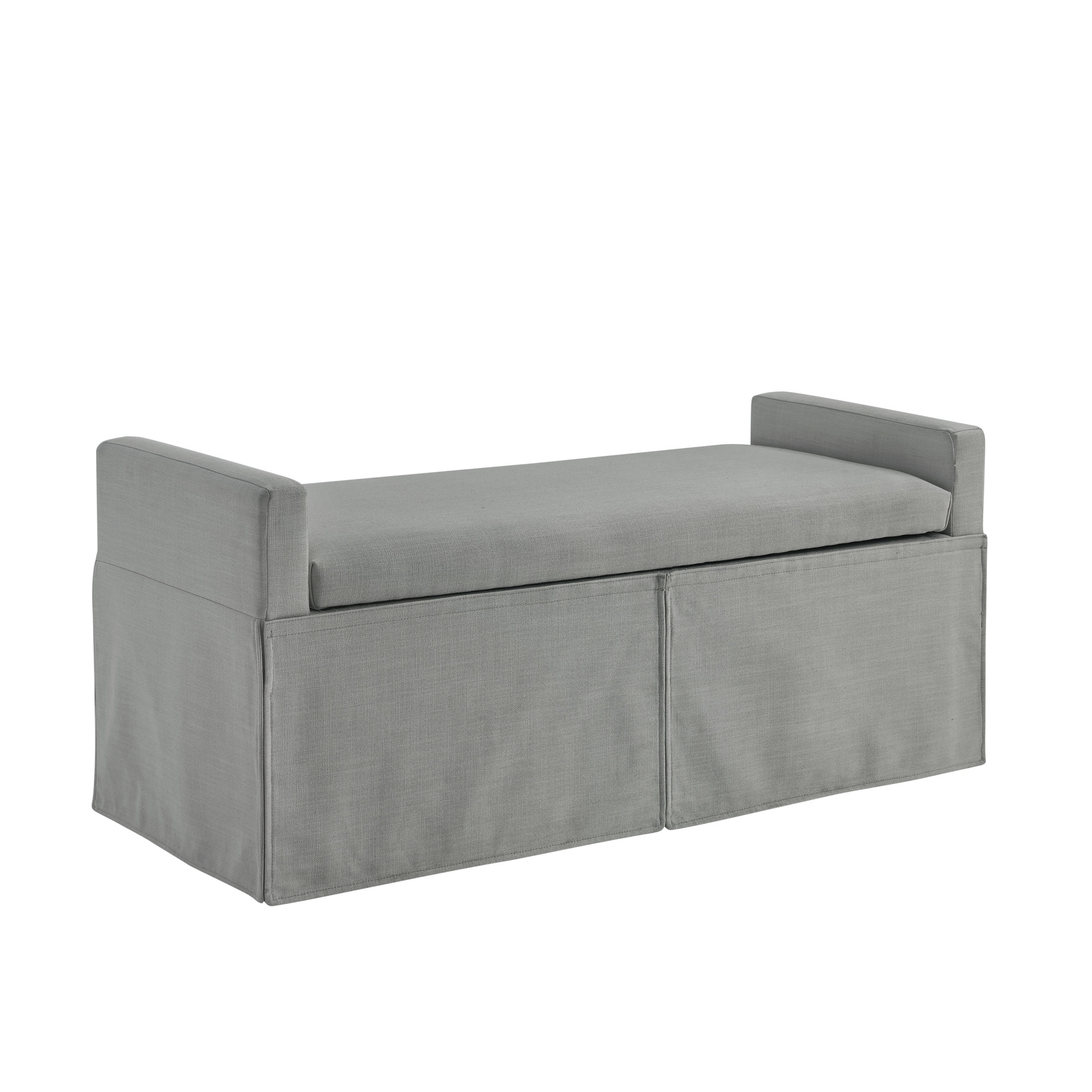 50" Light Gray Upholstered Linen Bench with Flip top, Shoe Storage-530678-1
