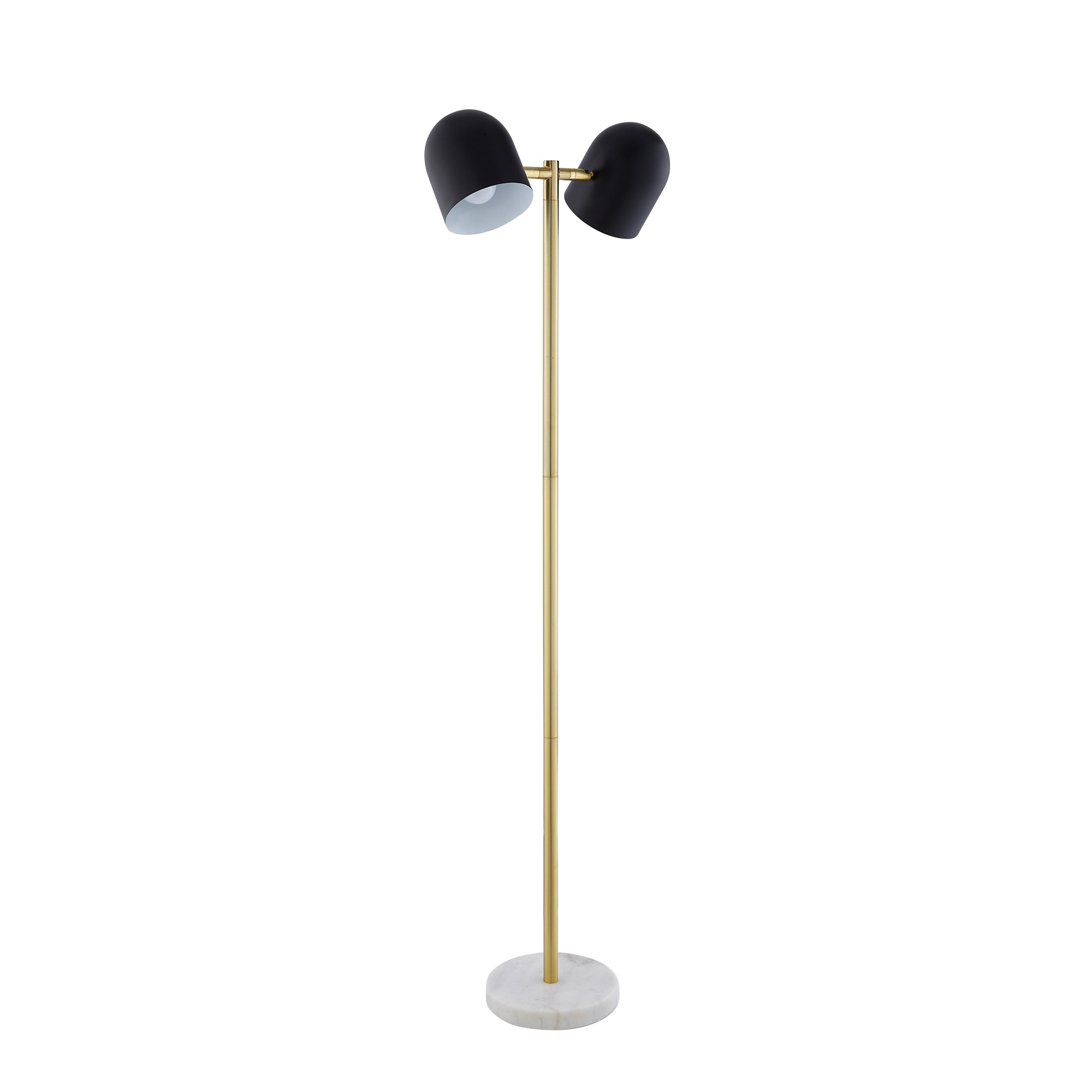 58" Black and Gold Two Light Floor Lamp With Black Bell Shade-530707-1