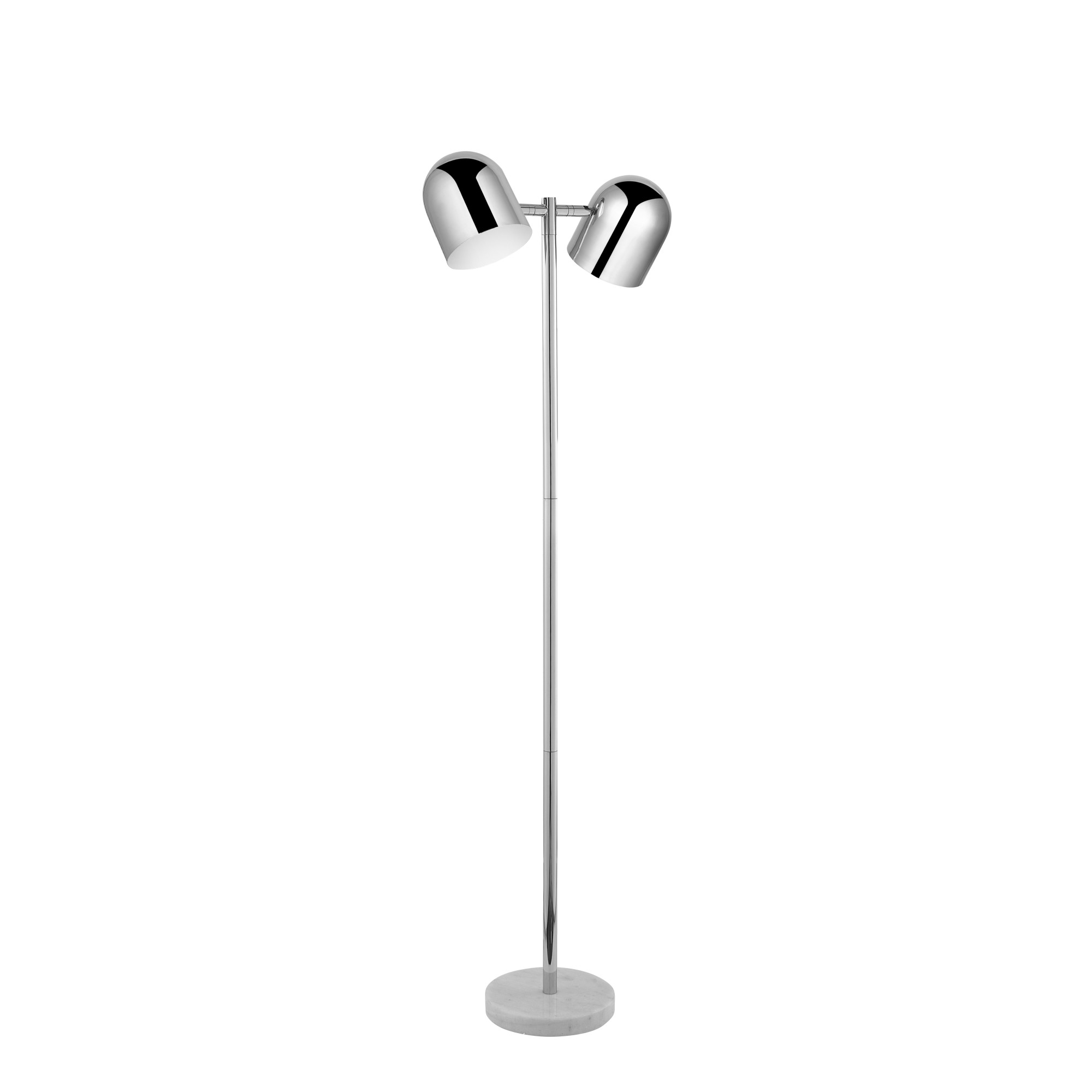 58" Chrome and White Two Light Floor Lamp With Silver Metallic Bell Shades-530709-1