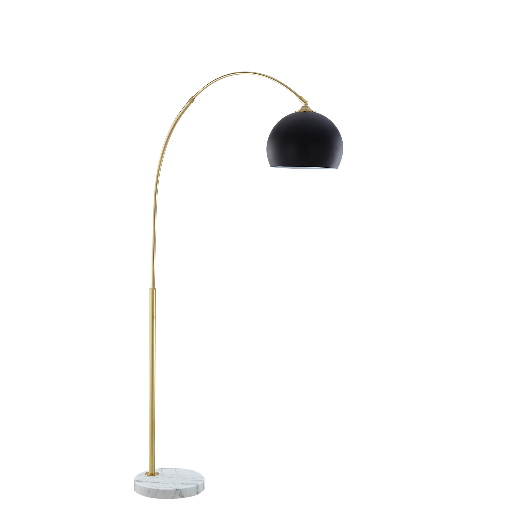 76" Brass Arched Floor Lamp With Black Dome Shade-530710-1