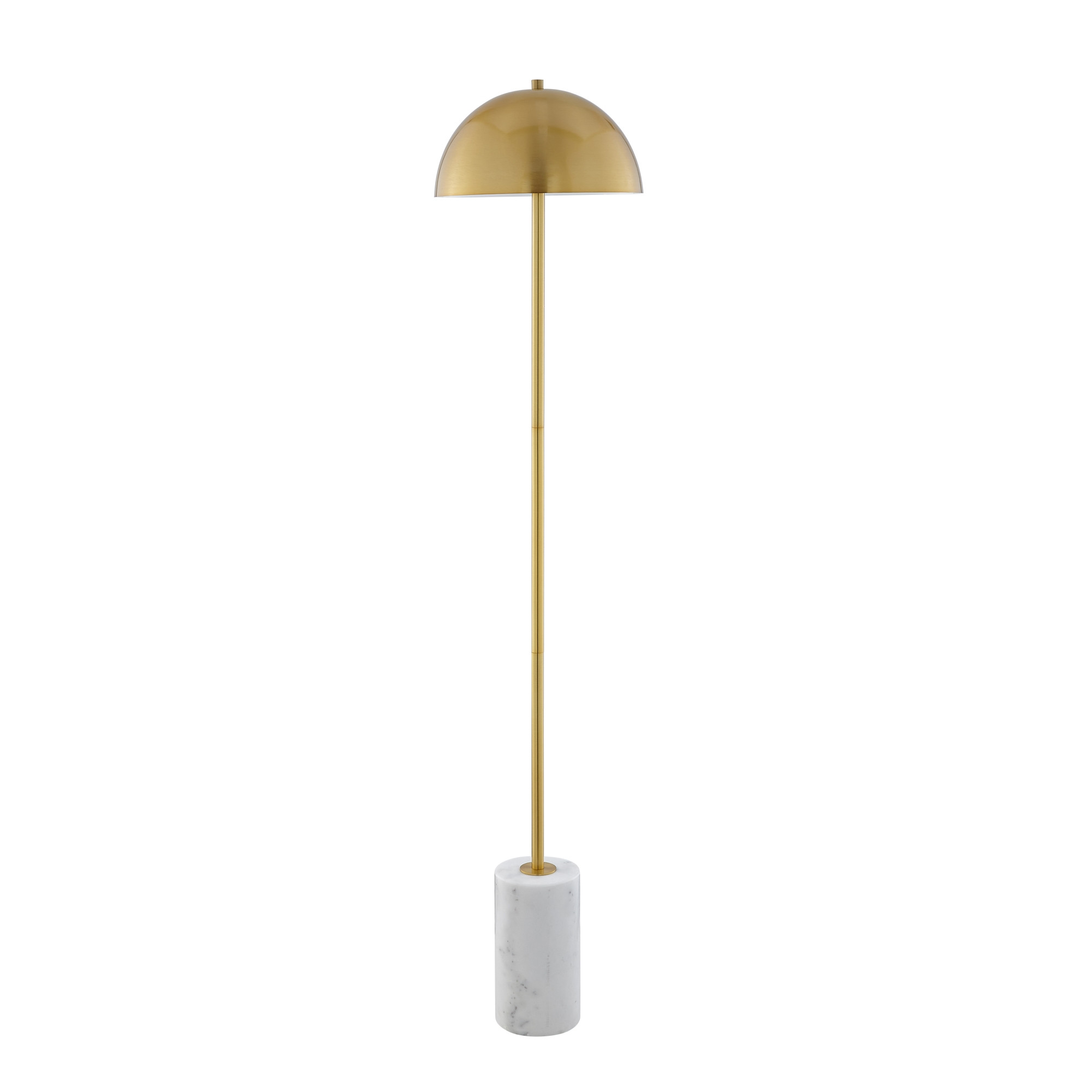 65" Gold and White Floor Lamp With Brass Dome Shade-530714-1