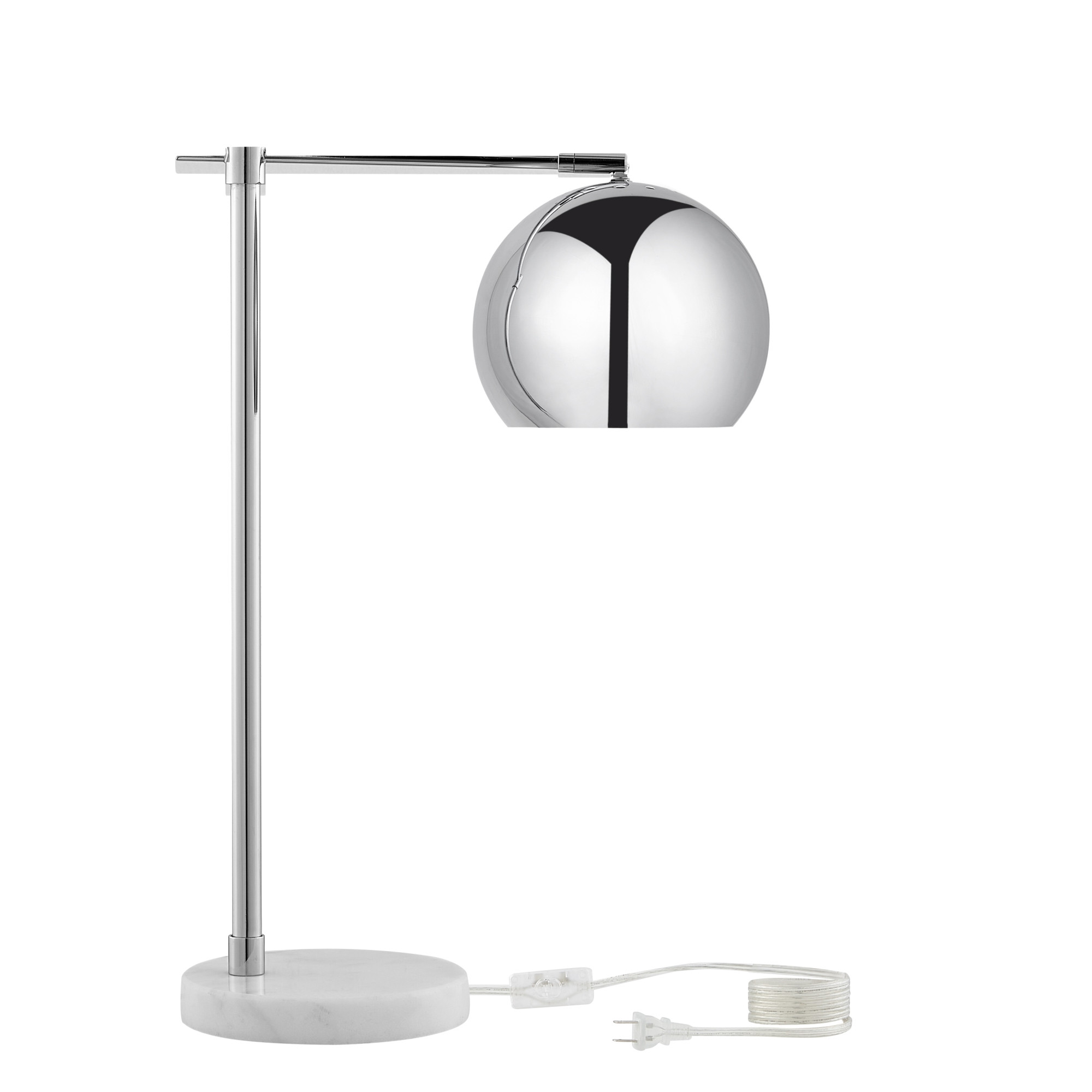 22" Silver Metallic Iron Desk Table Lamp With Silver Metallic Dome Shade-530932-1