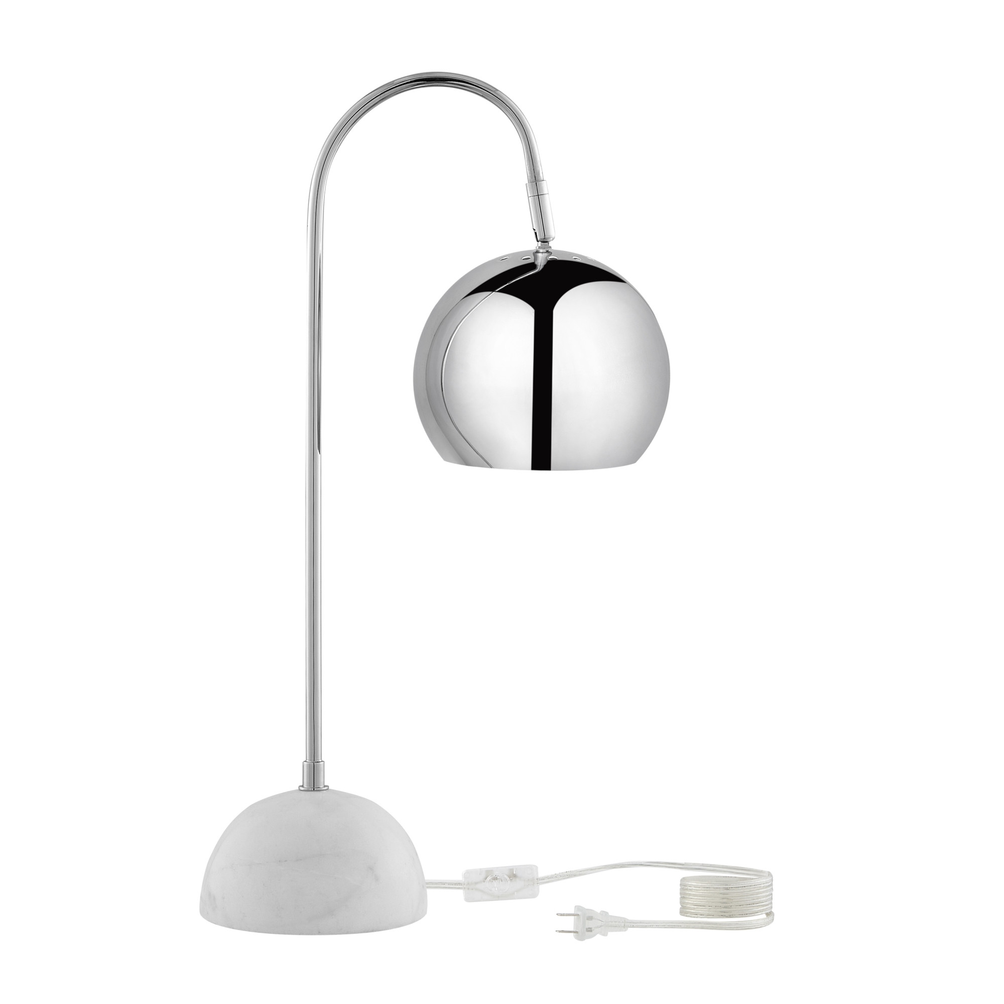 24" Silver Metallic Iron Desk Table Lamp With Silver Metallic Dome Shade-530940-1