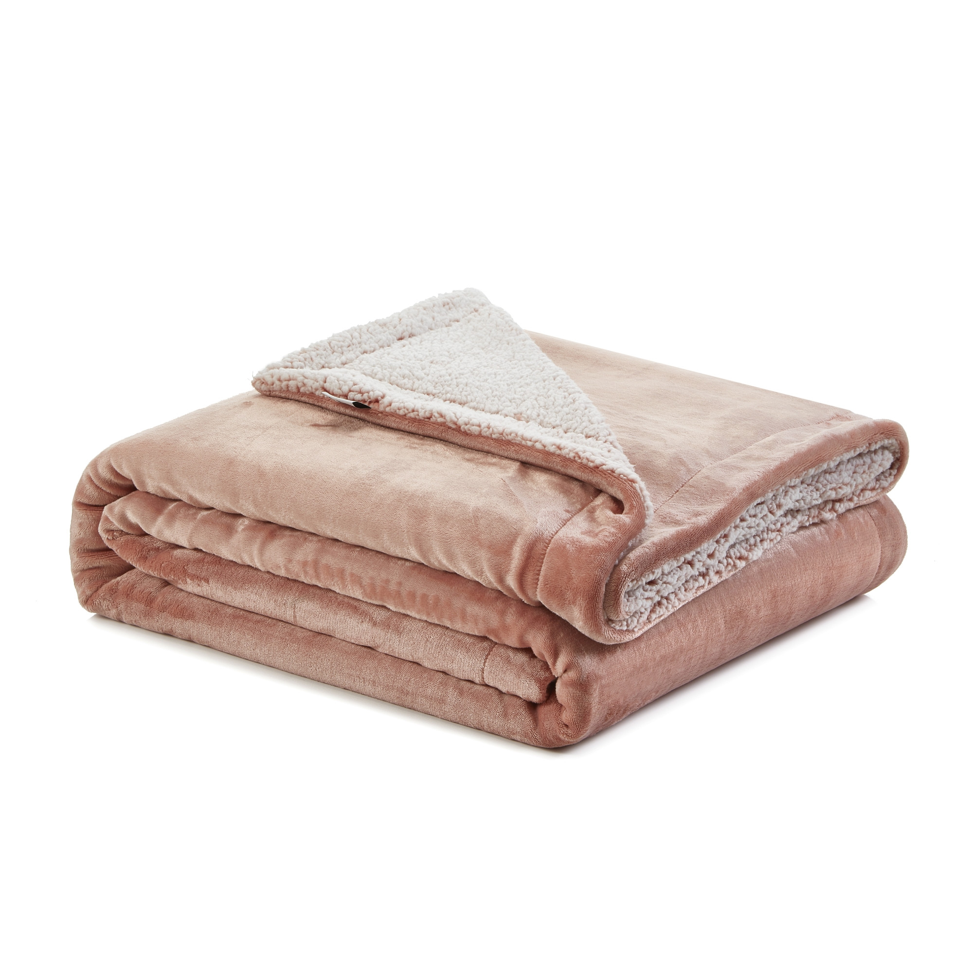Blush Knitted PolYester Solid Color Plush Throw Blanket-531183-1