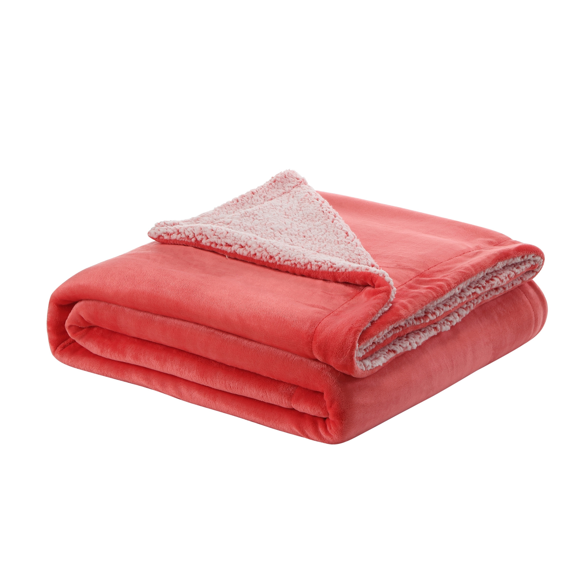 Fuchsia Knitted PolYester Solid Color Plush Throw Blanket-531192-1