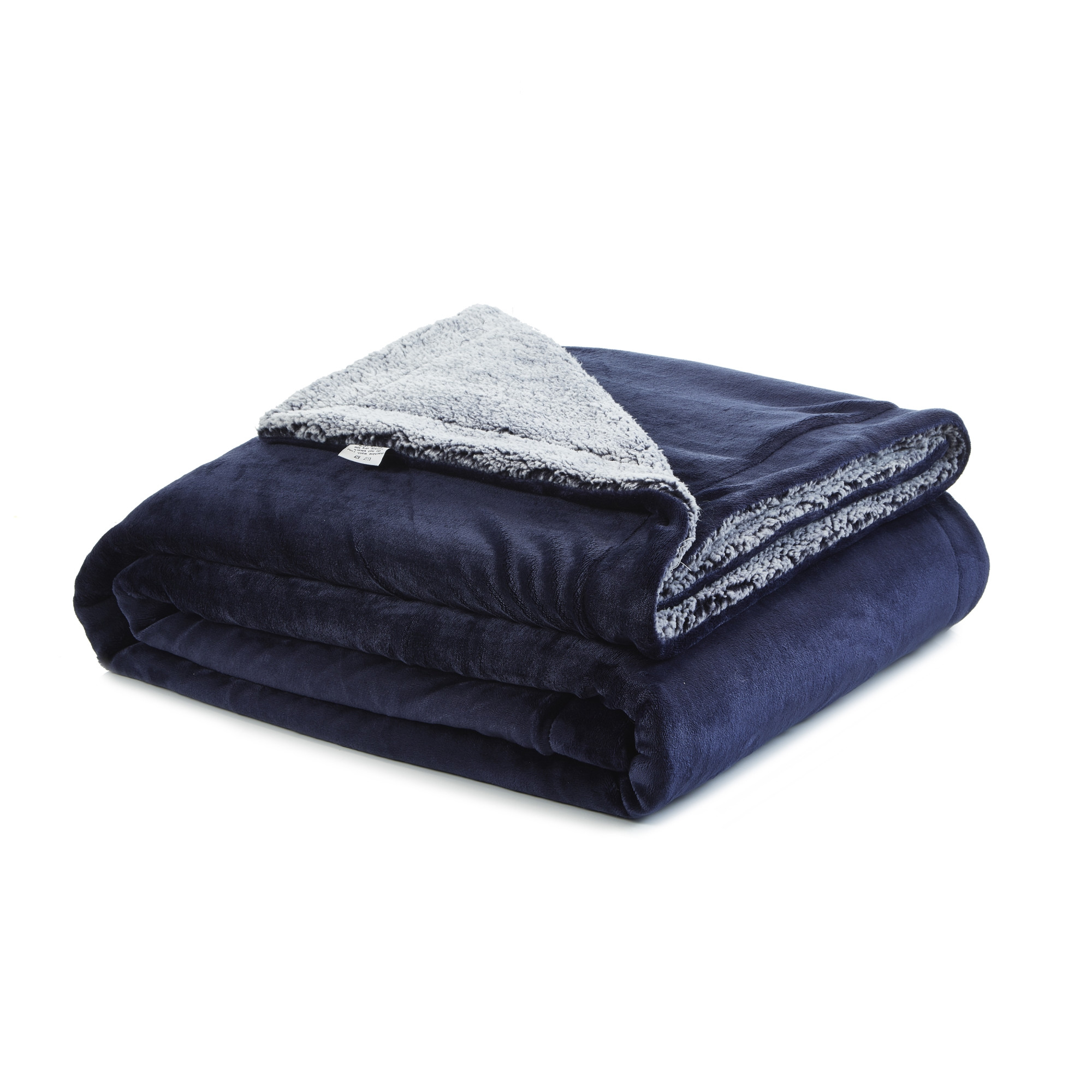 Navy Blue Knitted PolYester Solid Color Plush King Blanket-531199-1