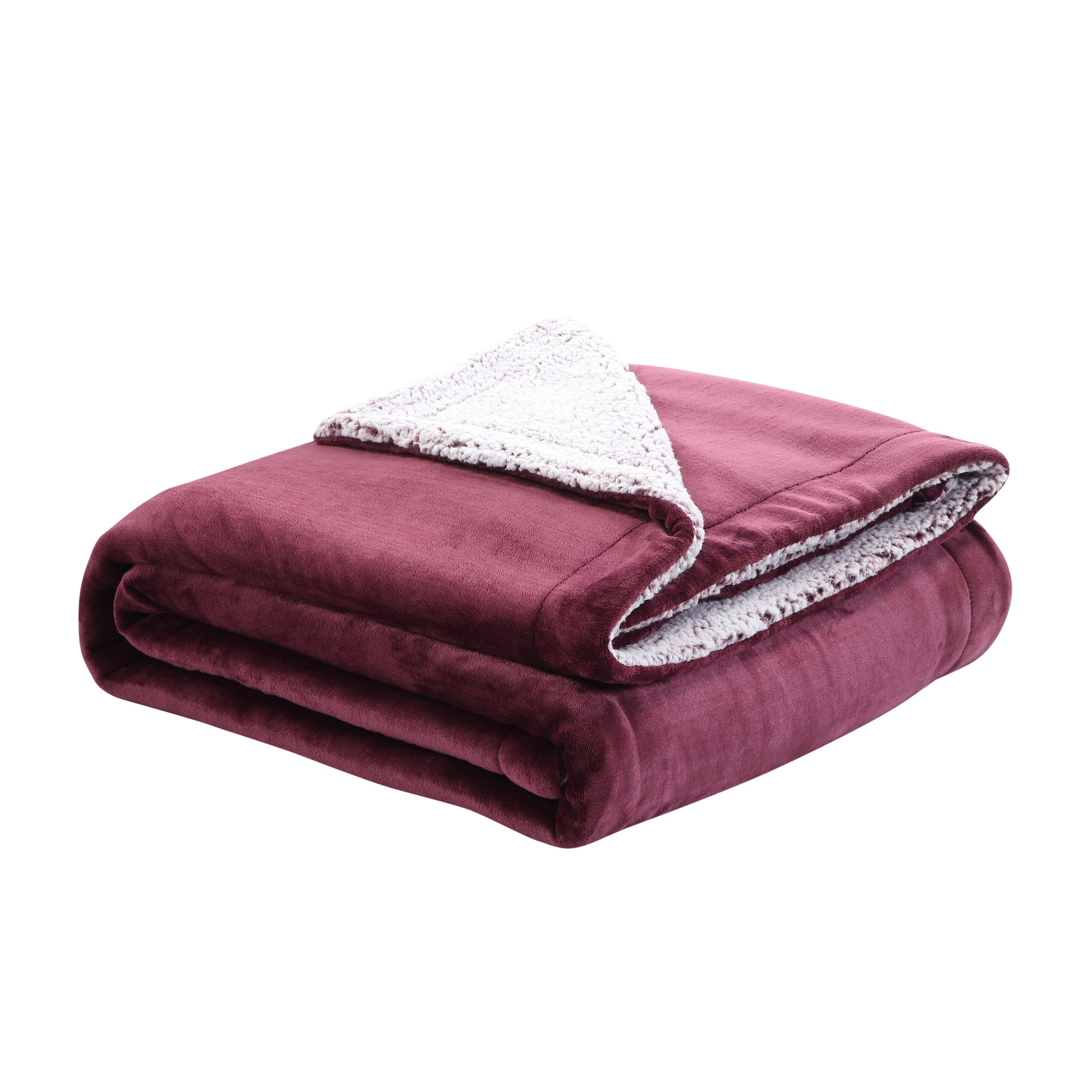 Purple Knitted PolYester Solid Color Plush Throw Blanket-531204-1