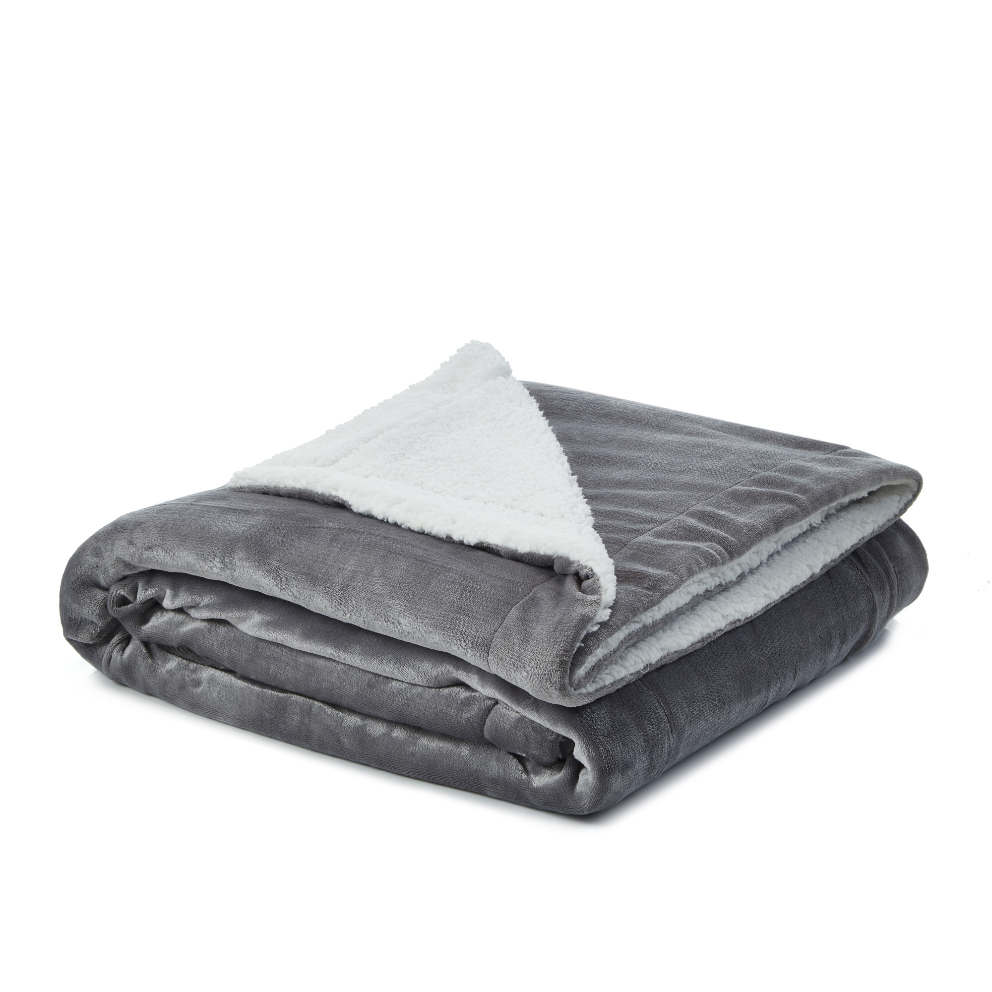 Light Gray Knitted Polyester Plush Queen Blanket-531215-1