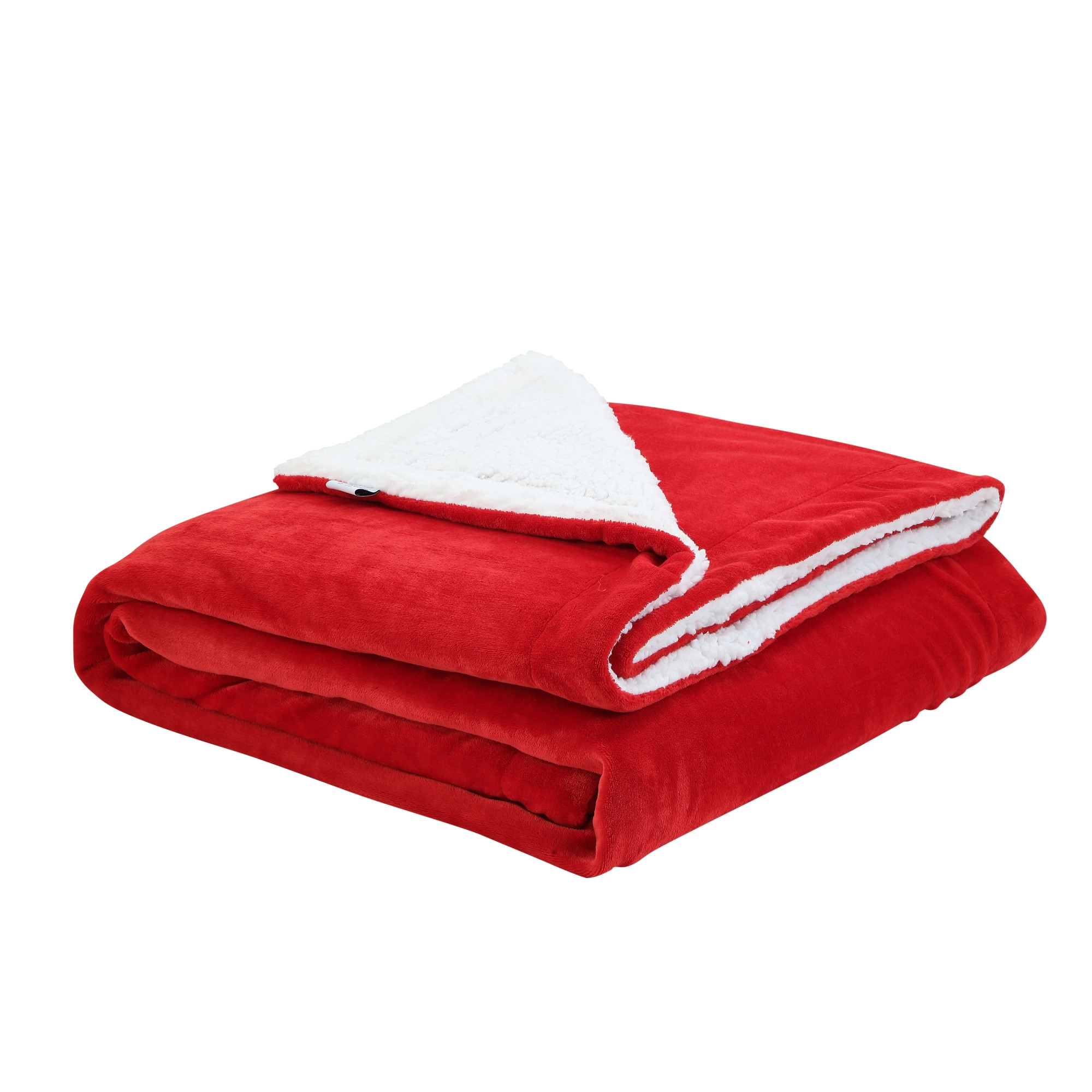 Red Knitted PolYester Solid Color Plush King Blanket-531220-1