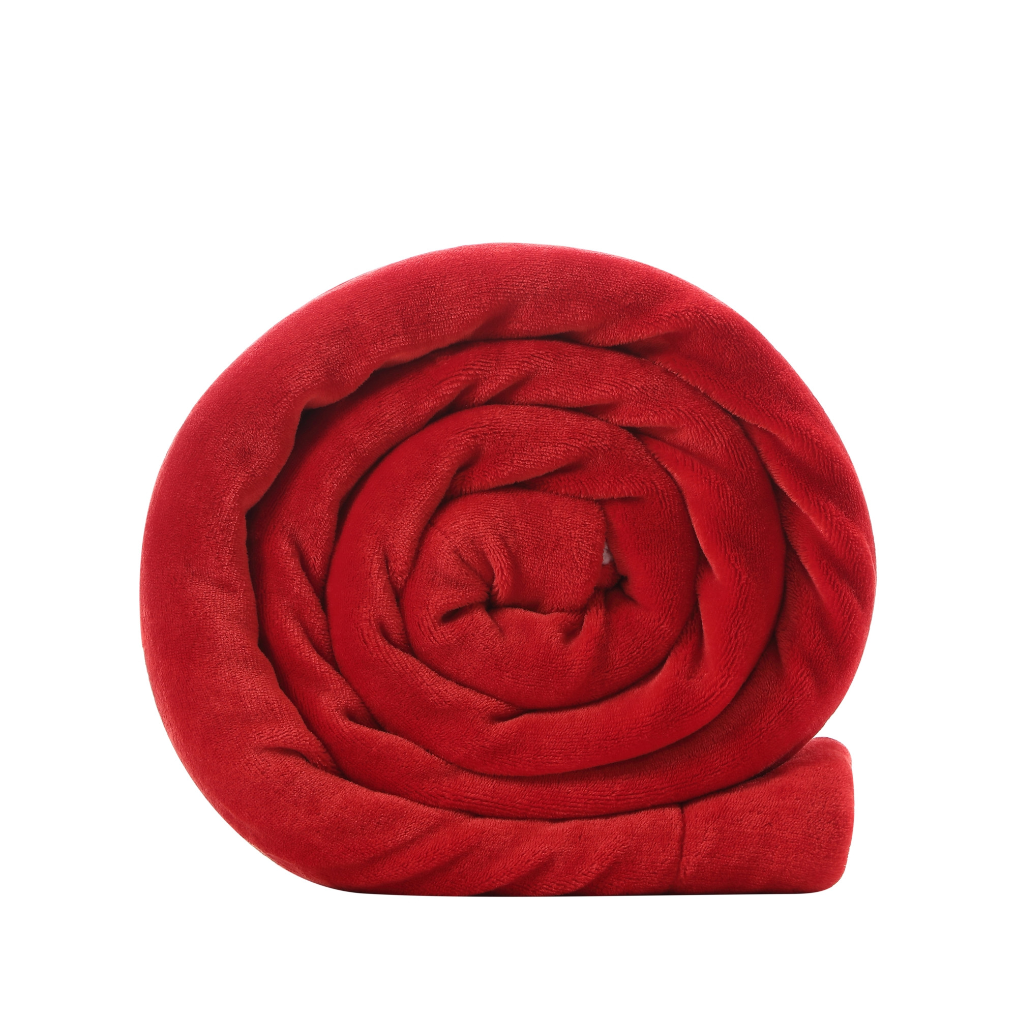 Red Knitted PolYester Solid Color Plush Throw Blanket-531222-1