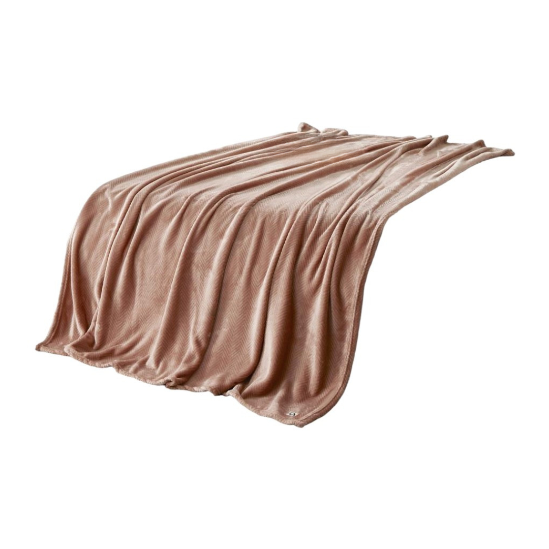 Blush Knitted PolYester Solid Color Plush Throw Blanket-531223-1