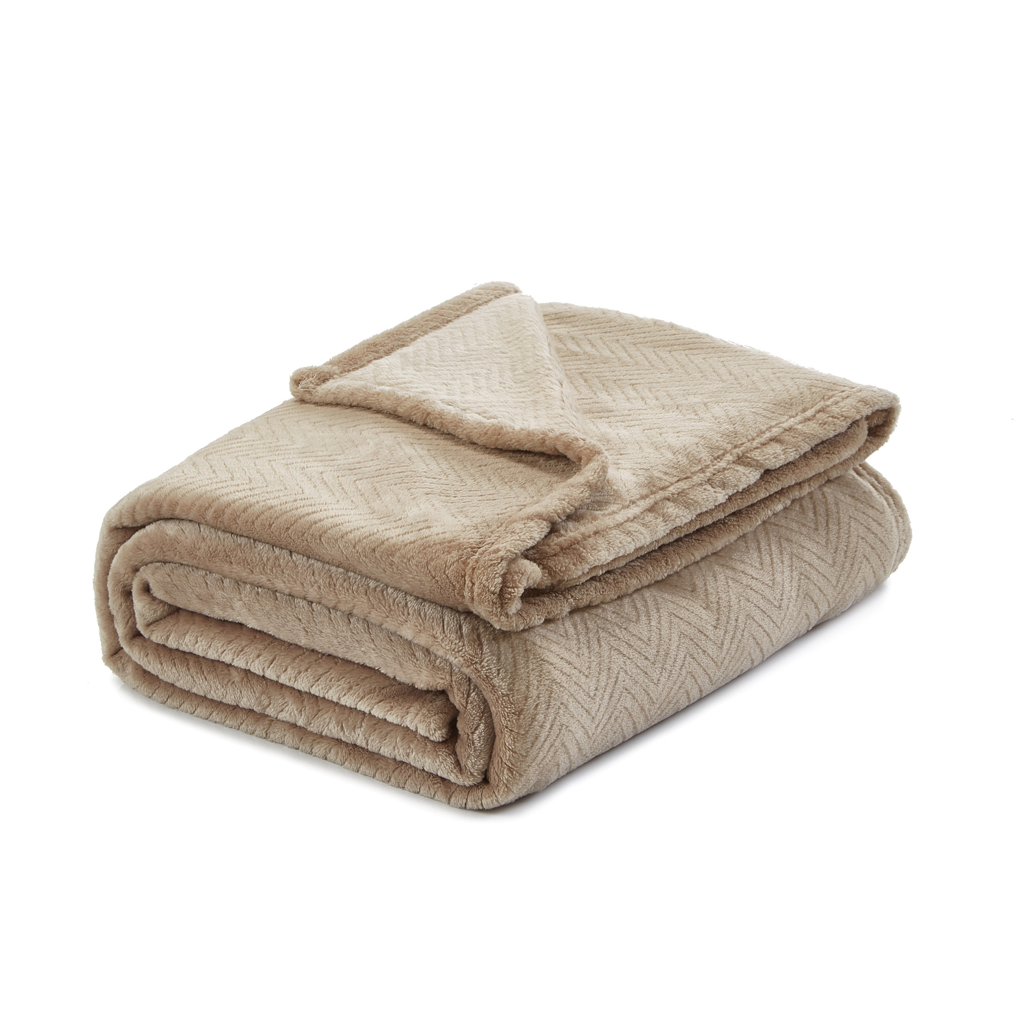 Taupe Knitted PolYester Solid Color Plush Throw Blanket-531226-1