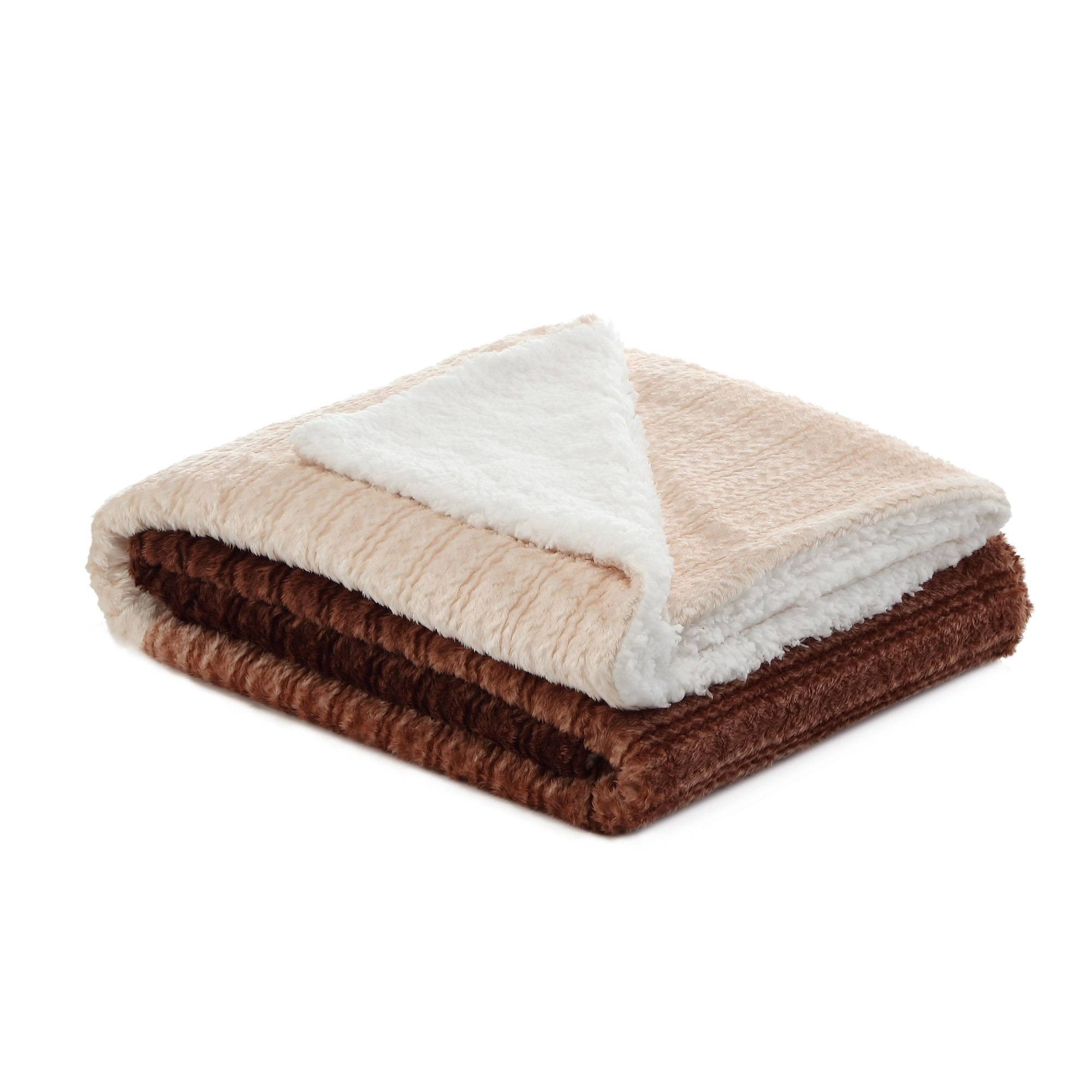 Brown Knitted PolYester Solid Color Plush Throw Blanket-531228-1