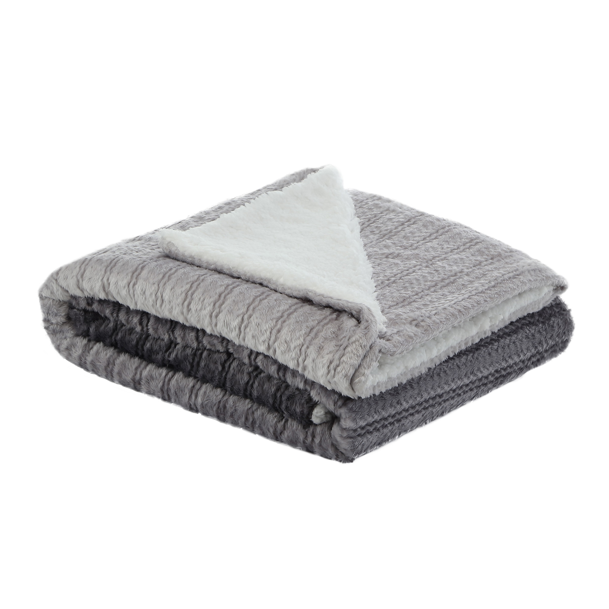 Dark Slate Gray Knitted PolYester Solid Color Plush Throw Blanket-531229-1