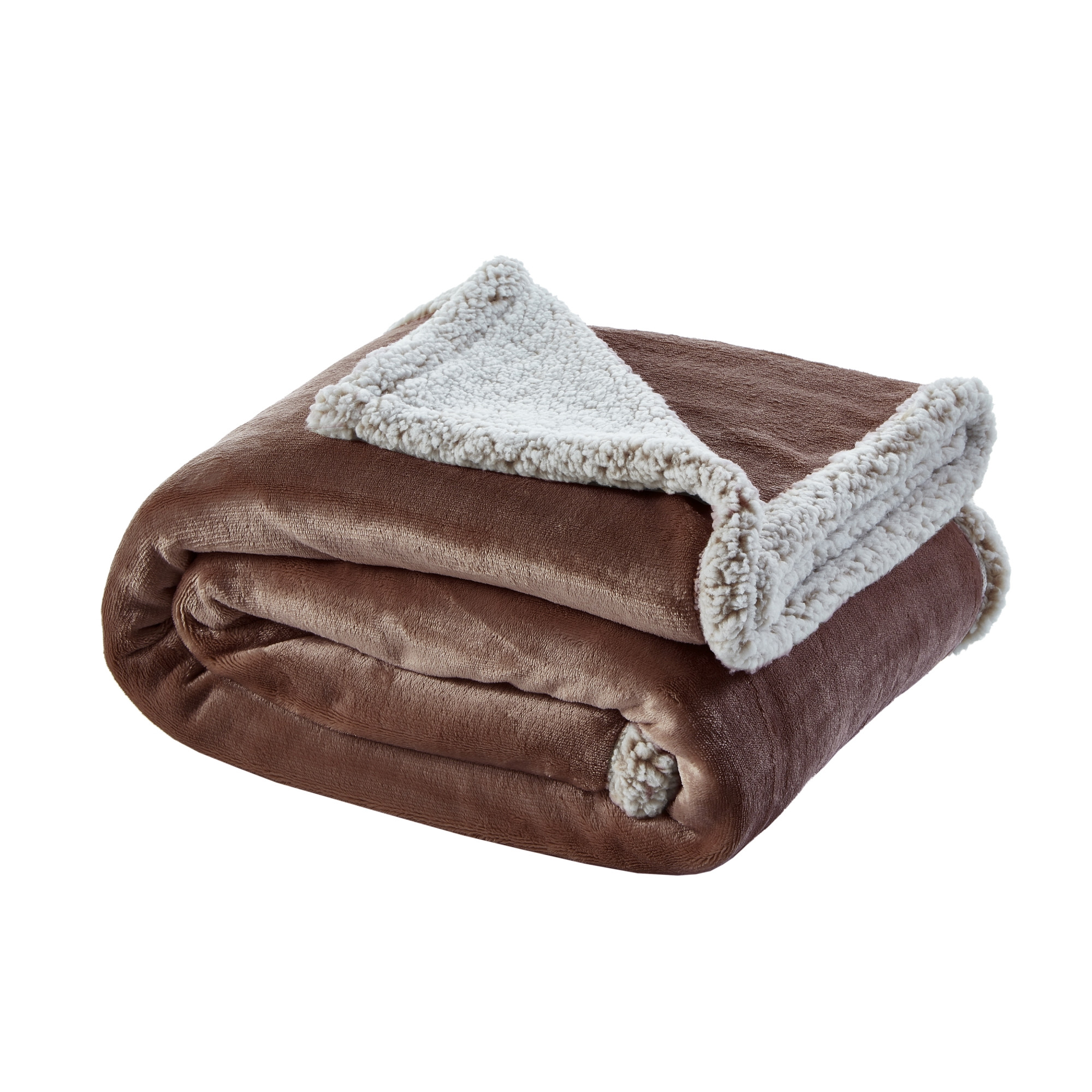 Brown Knitted PolYester Solid Color Plush Throw Blanket-531244-1