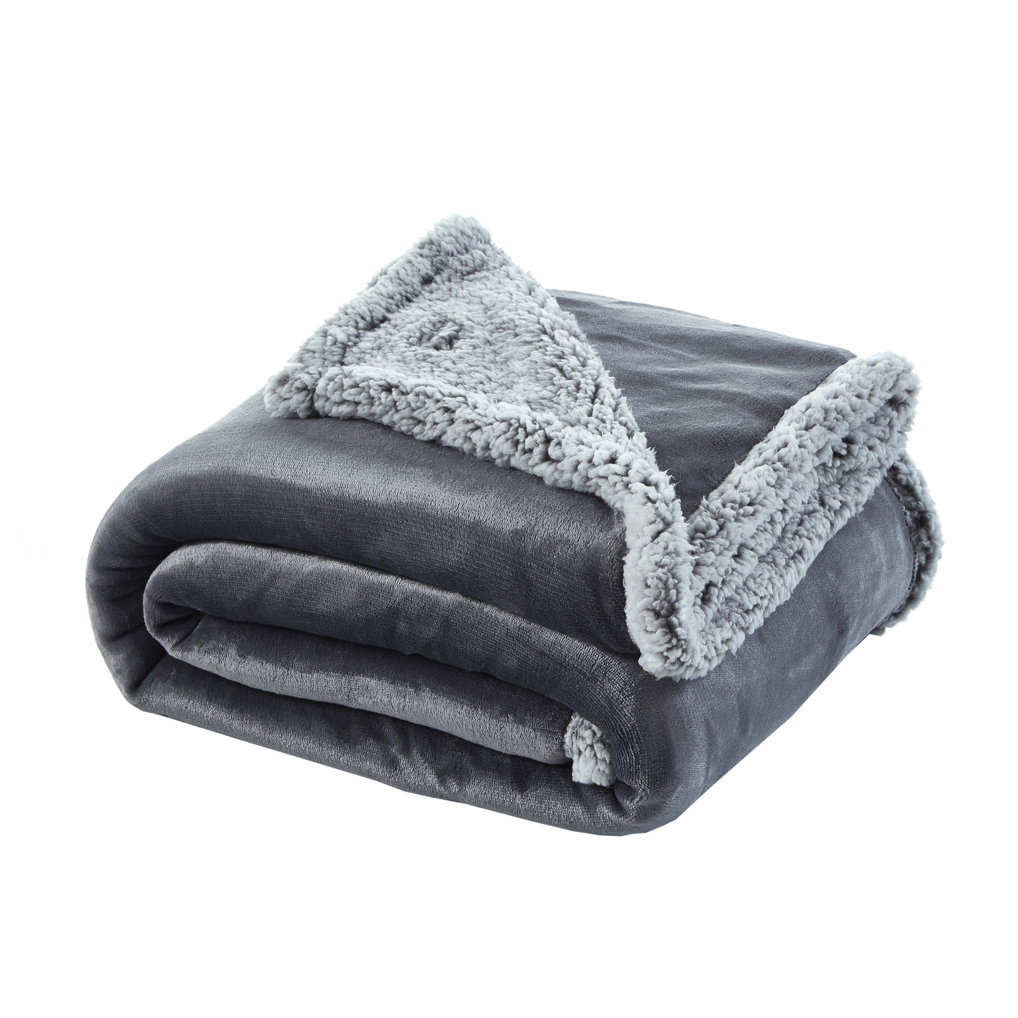 Dark Slate Gray Knitted PolYester Solid Color Plush Throw Blanket-531245-1