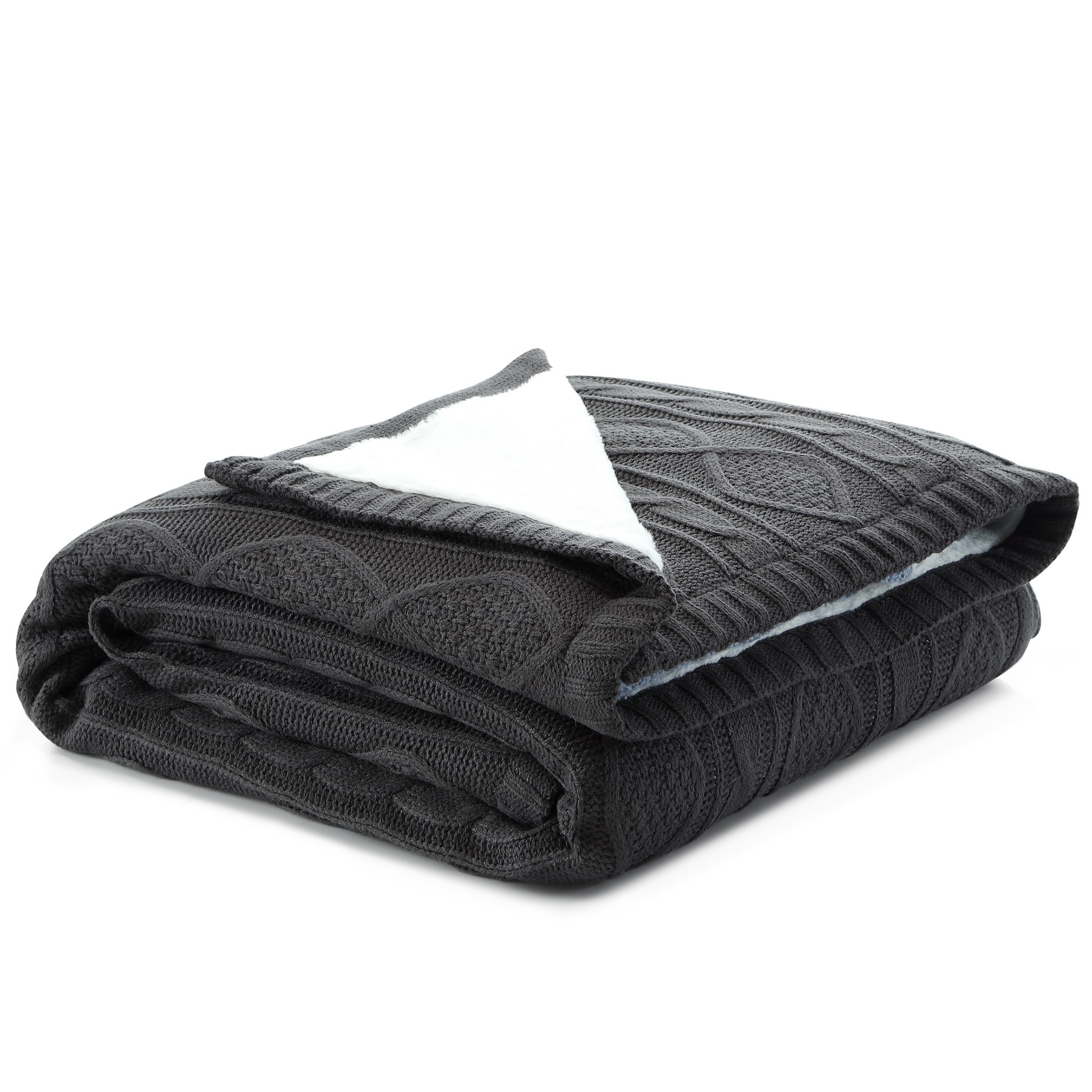 Dark Slate Gray Knitted Acrylic Solid Color Throw Blanket-531259-1