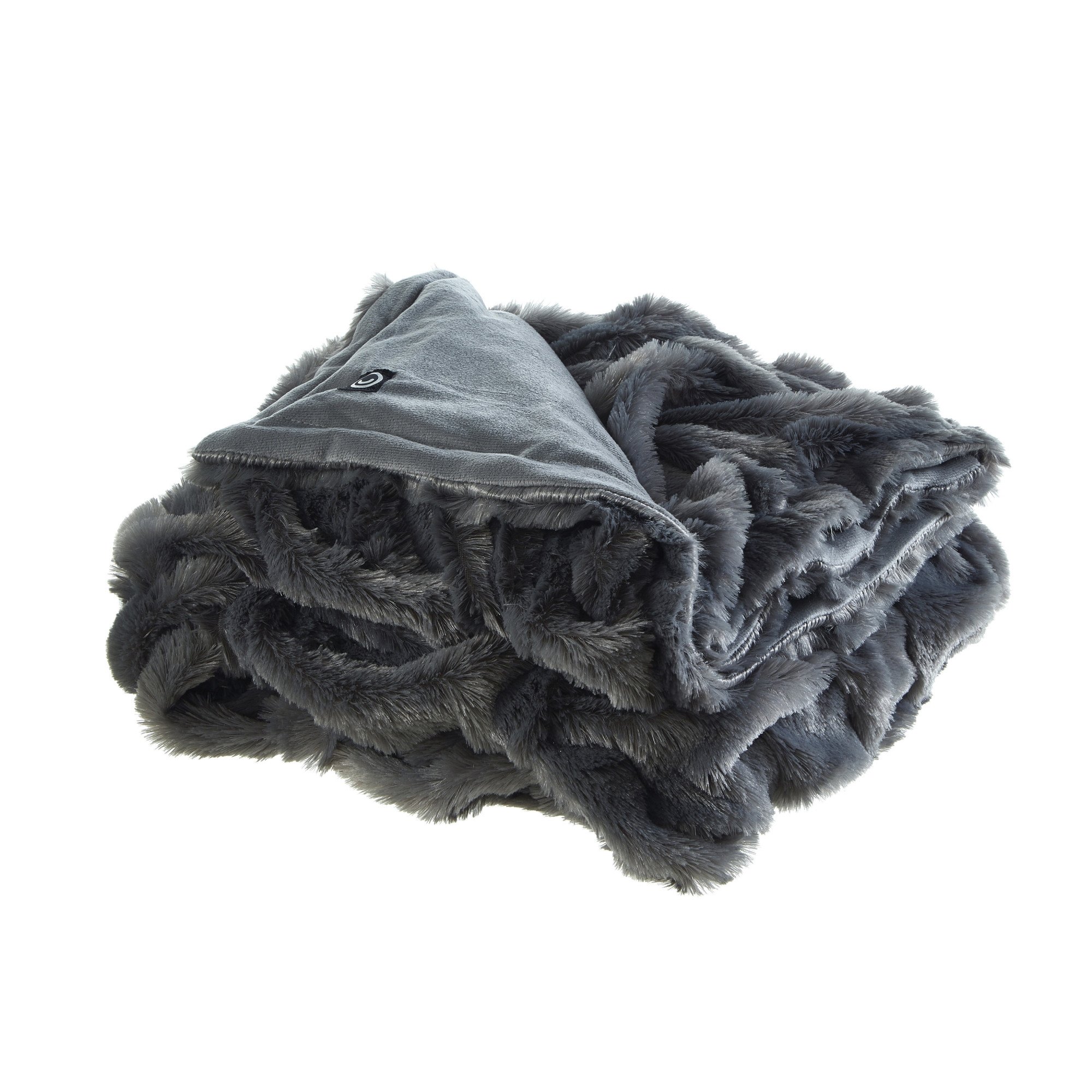 Gray Knitted PolYester Solid Color Plush Throw Blanket-531288-1