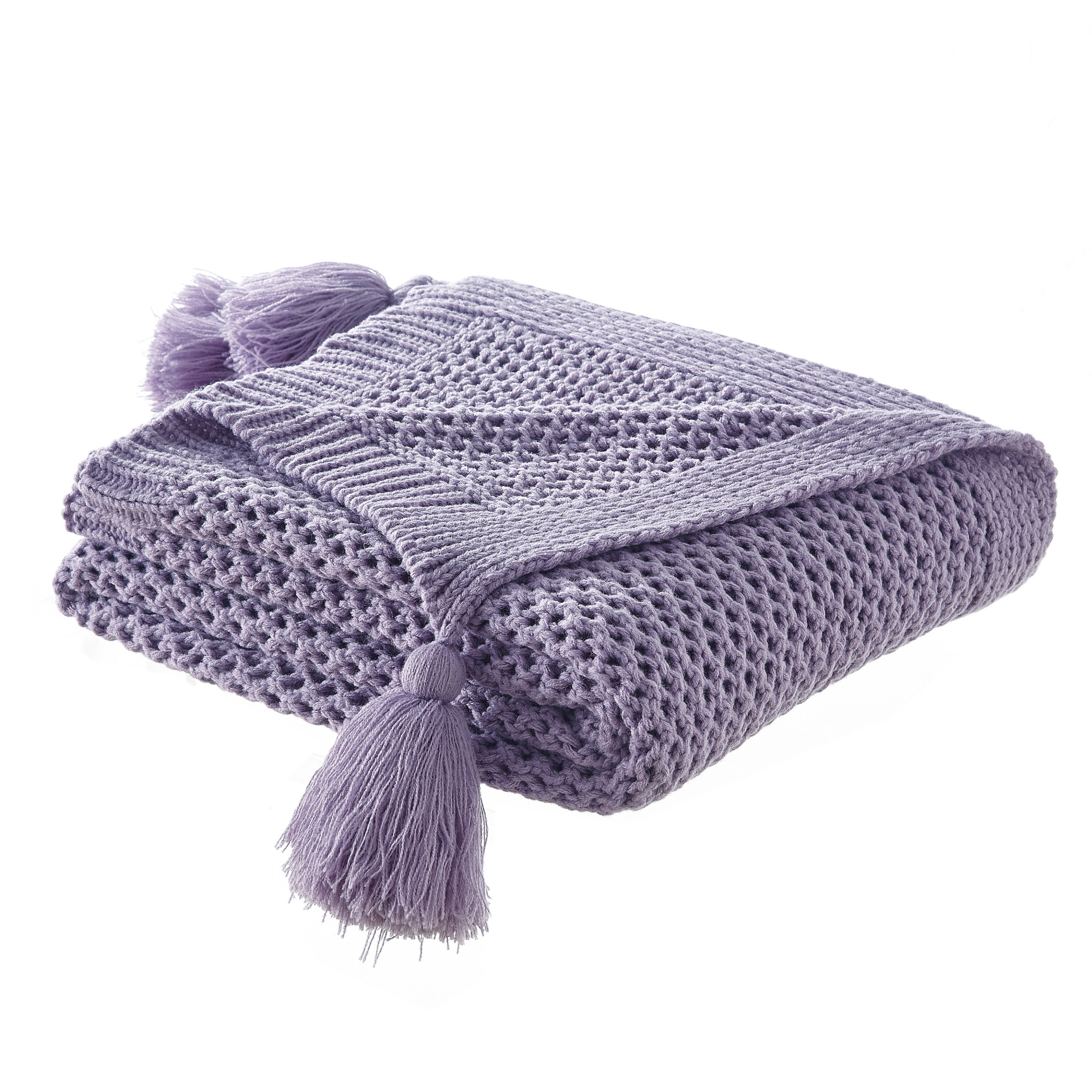Purple Knitted Acrylic Solid Color Throw Blanket-531313-1