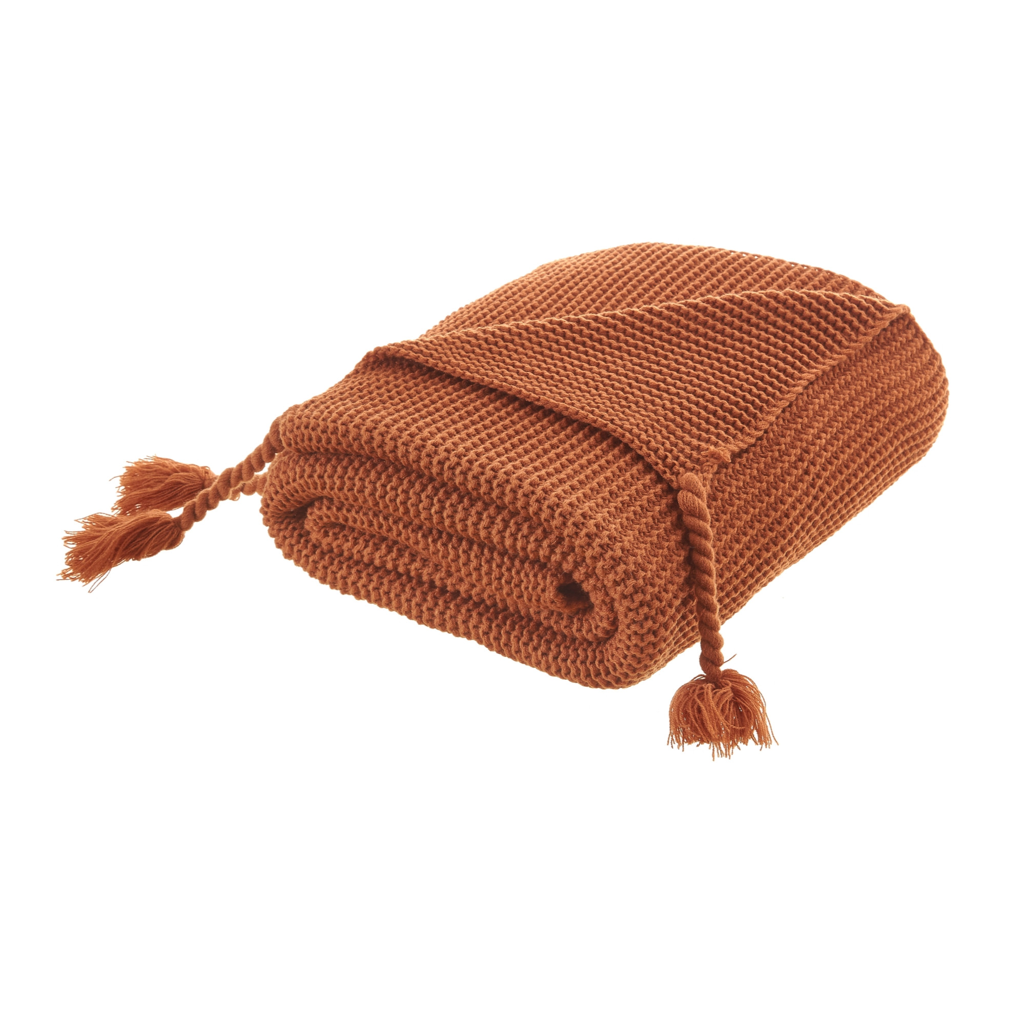 Rust Knitted Acrylic Solid Color Throw Blanket-531375-1