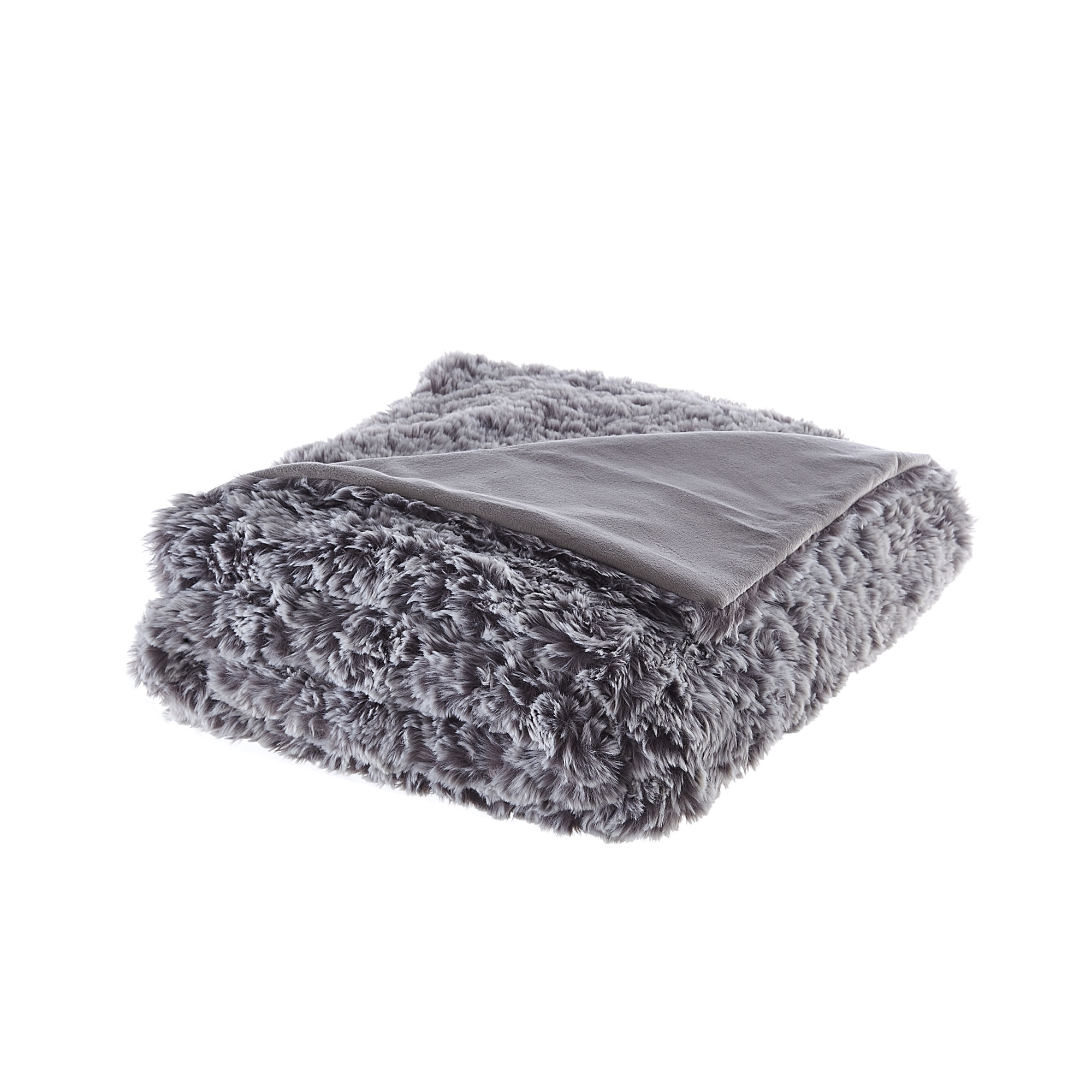 Gray Knitted PolYester Solid Color Plush Throw Blanket-531401-1