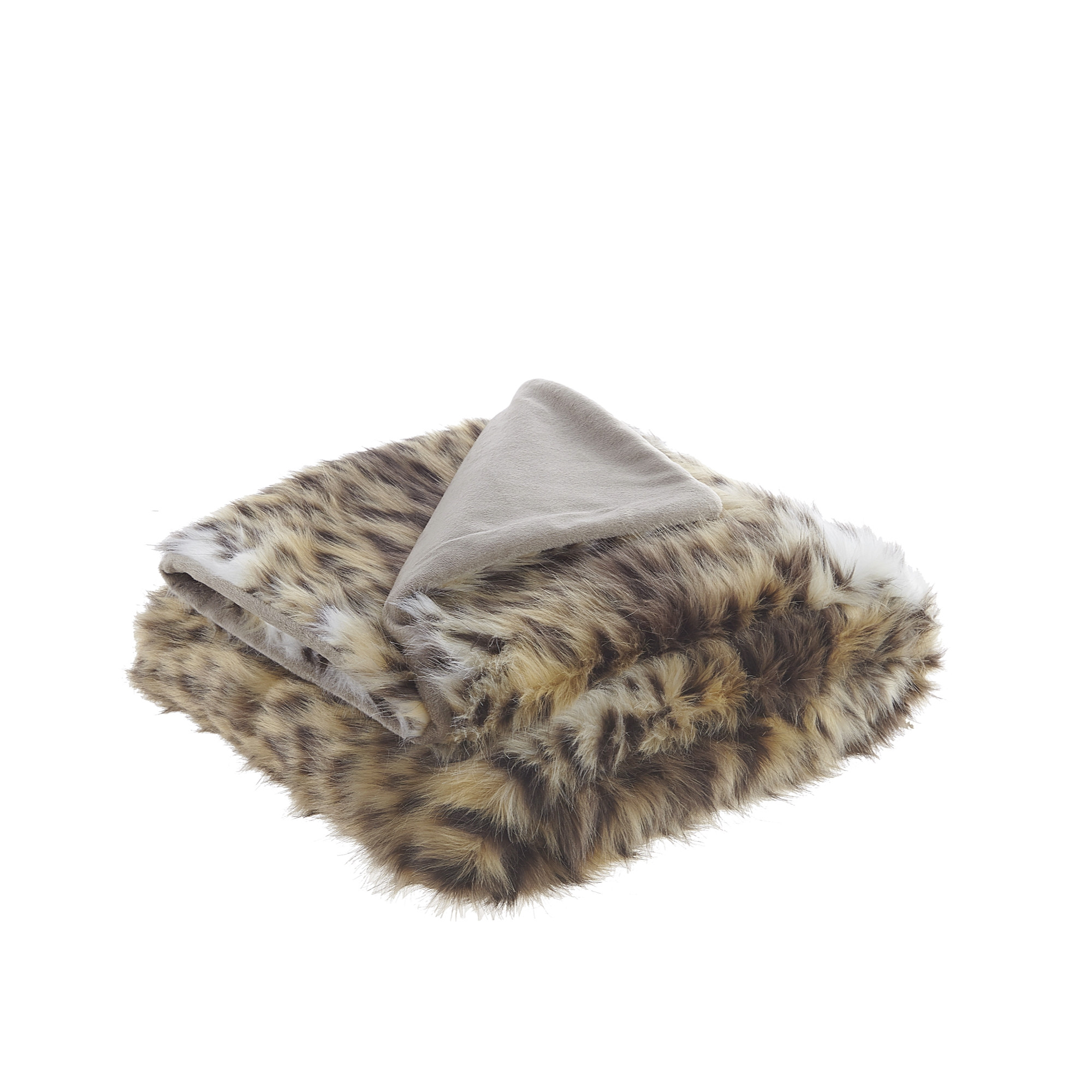 Brown Knitted Acrylic Animal Print Throw Blanket-531405-1