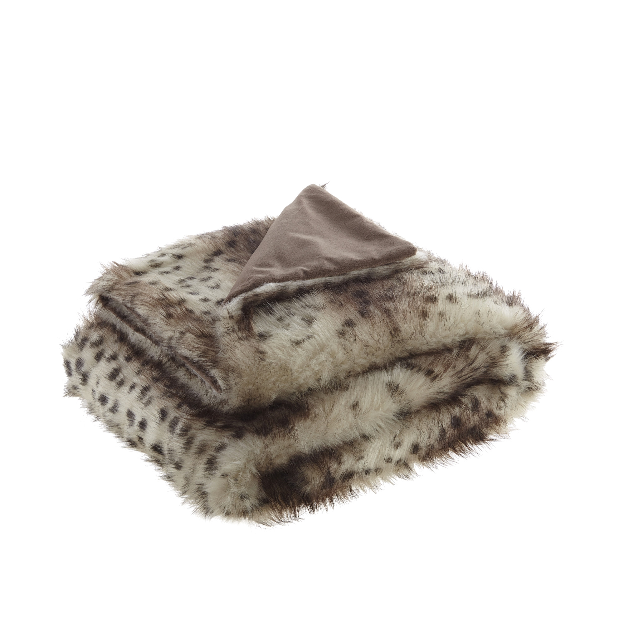 Brown Knitted Polyester Animal Print Throw Blanket-531406-1