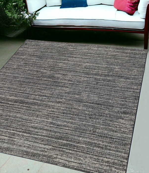 5' x 8' Brown and Ivory Striped Stain Resistant Indoor Outdoor Area Rug-531672-1