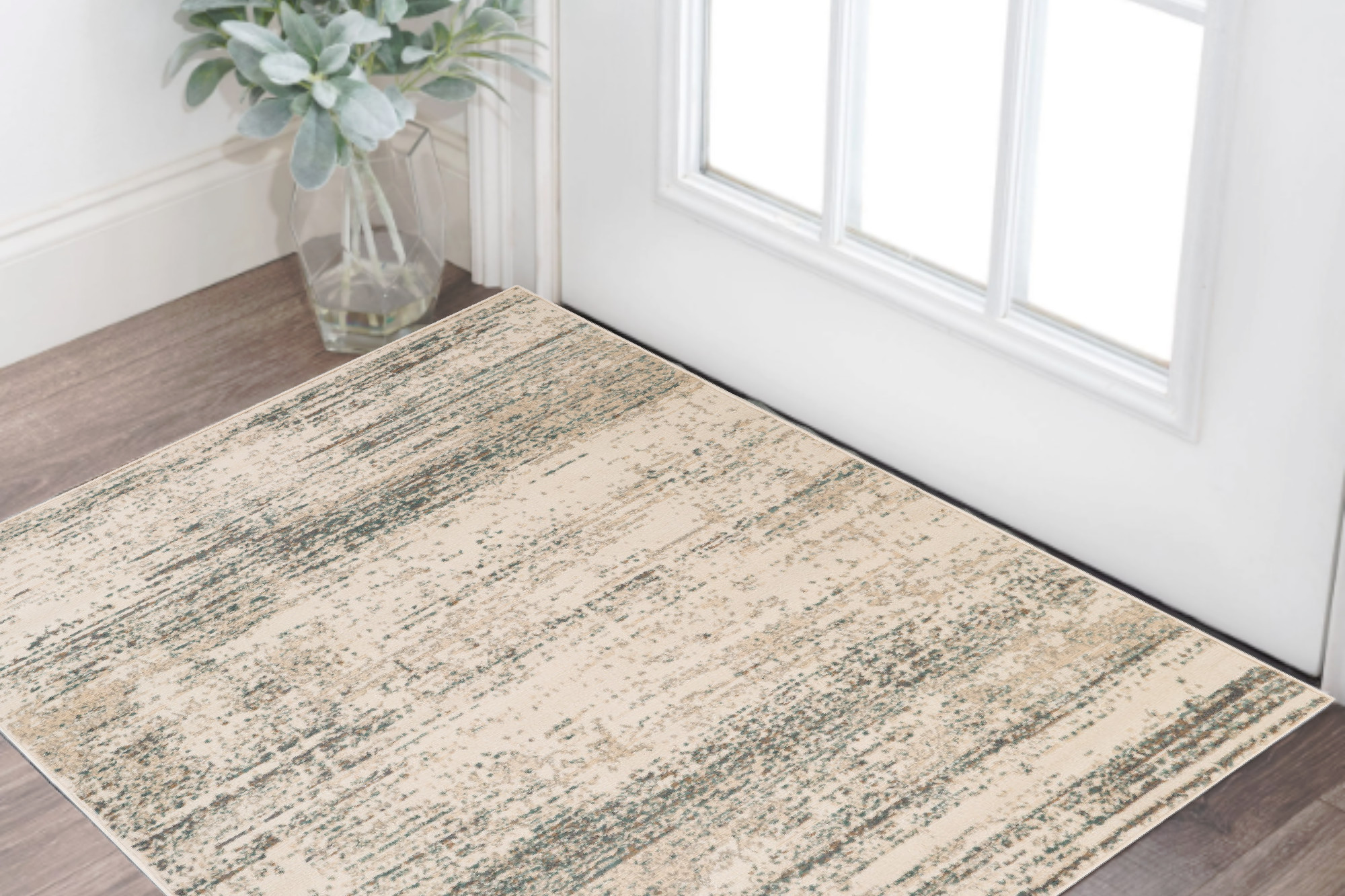 2' X 3' Gray and Ivory Abstract Power Loom Area Rug-531683-1