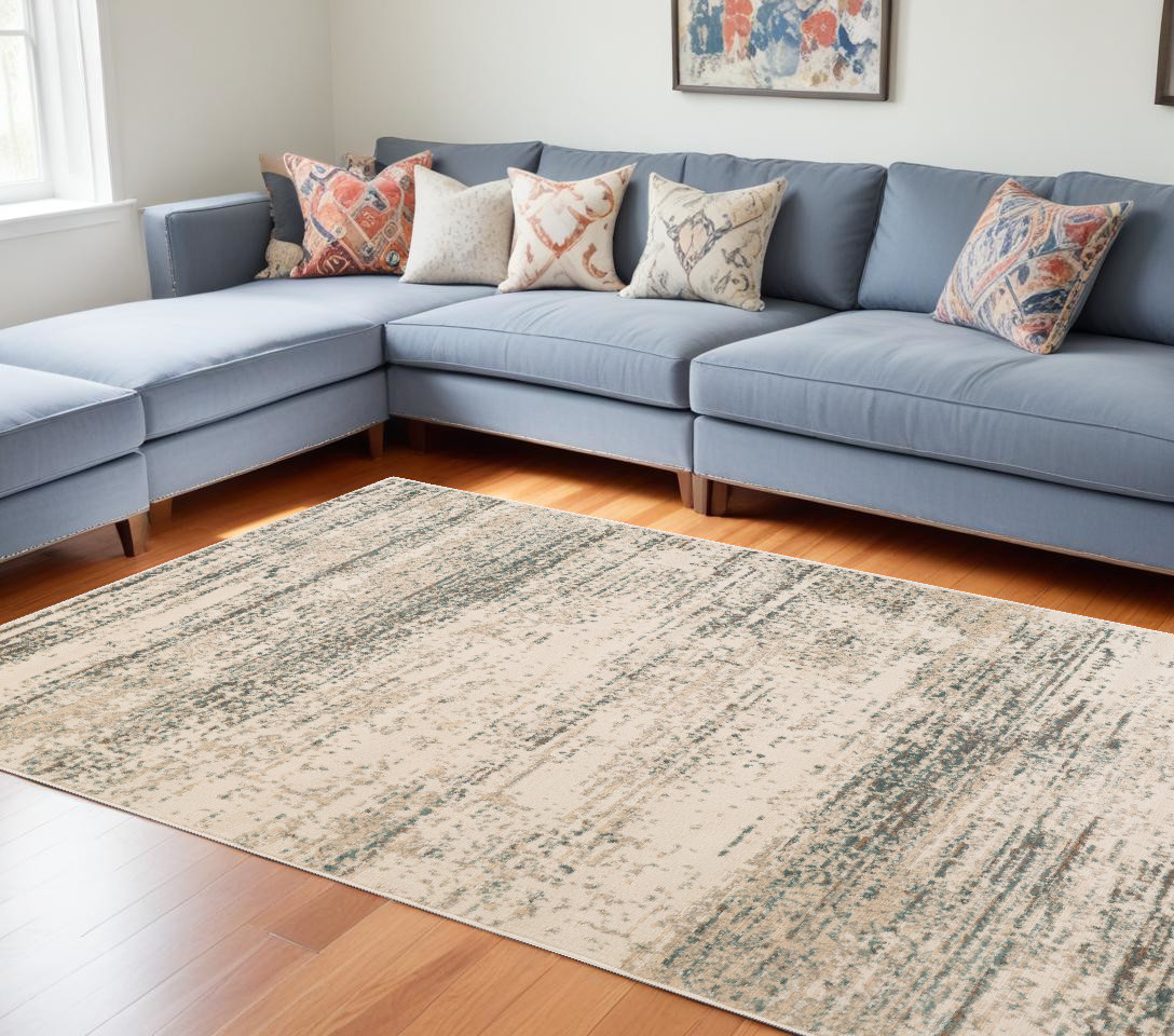8' X 10' Gray and Ivory Abstract Power Loom Area Rug-531687-1