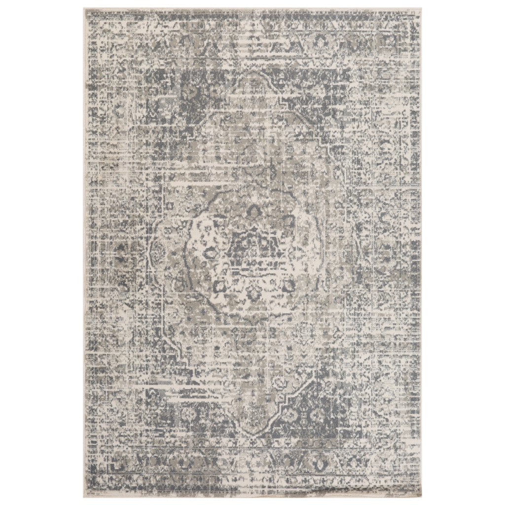 6' x 9' Gray Medallion Power Loom Area Rug-531726-1