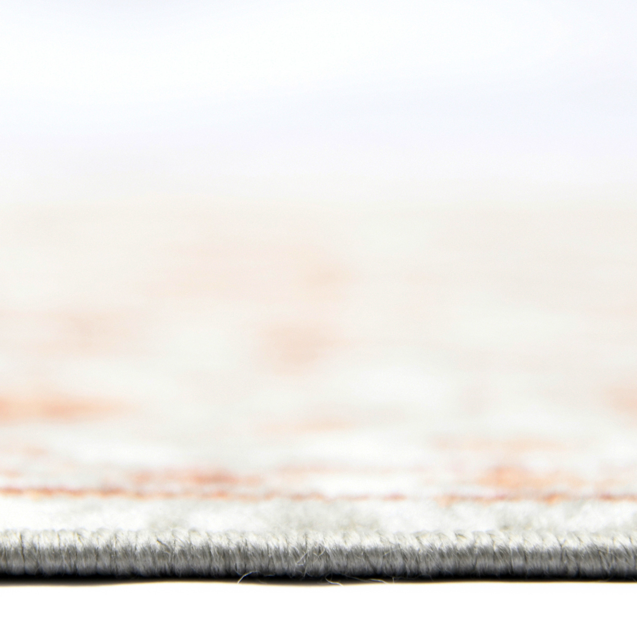 8 Orange Round Floral Power Loom Area Rug With Fringe