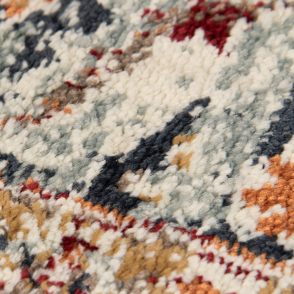 5" X 8" Ivory Navy and Orange Medallion Power Loom Area Rug