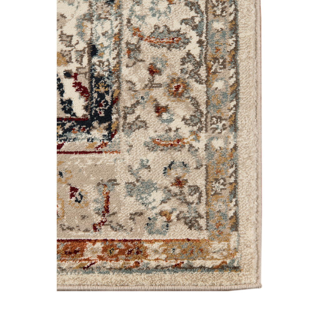5 x 7 Beige Floral Medallion Power Loom Area Rug