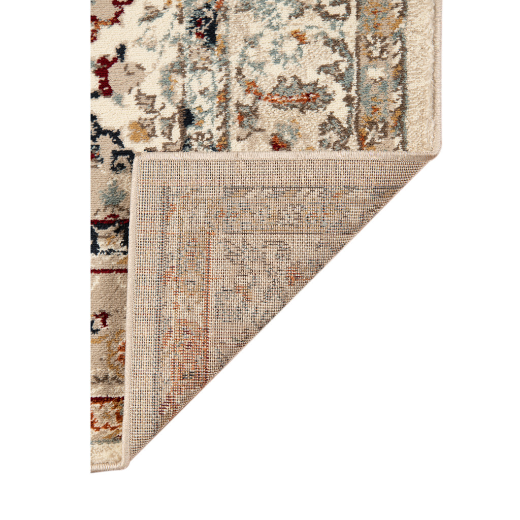 5 x 7 Beige Floral Medallion Power Loom Area Rug
