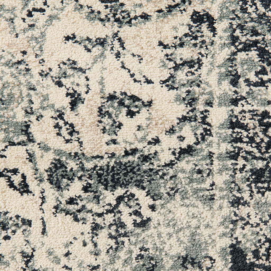 9" X 12" Charcoal and Gray Medallion Power Loom Area Rug