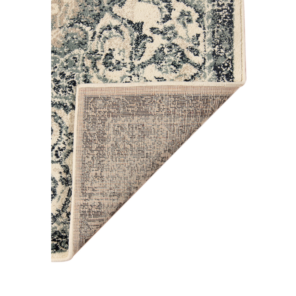 9" X 12" Charcoal and Gray Medallion Power Loom Area Rug