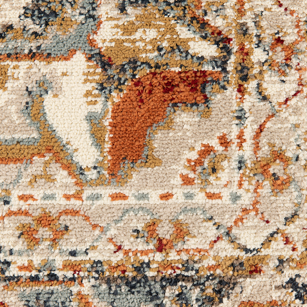 5" X 8" Ivory Tan and Gold Medallion Power Loom Area Rug