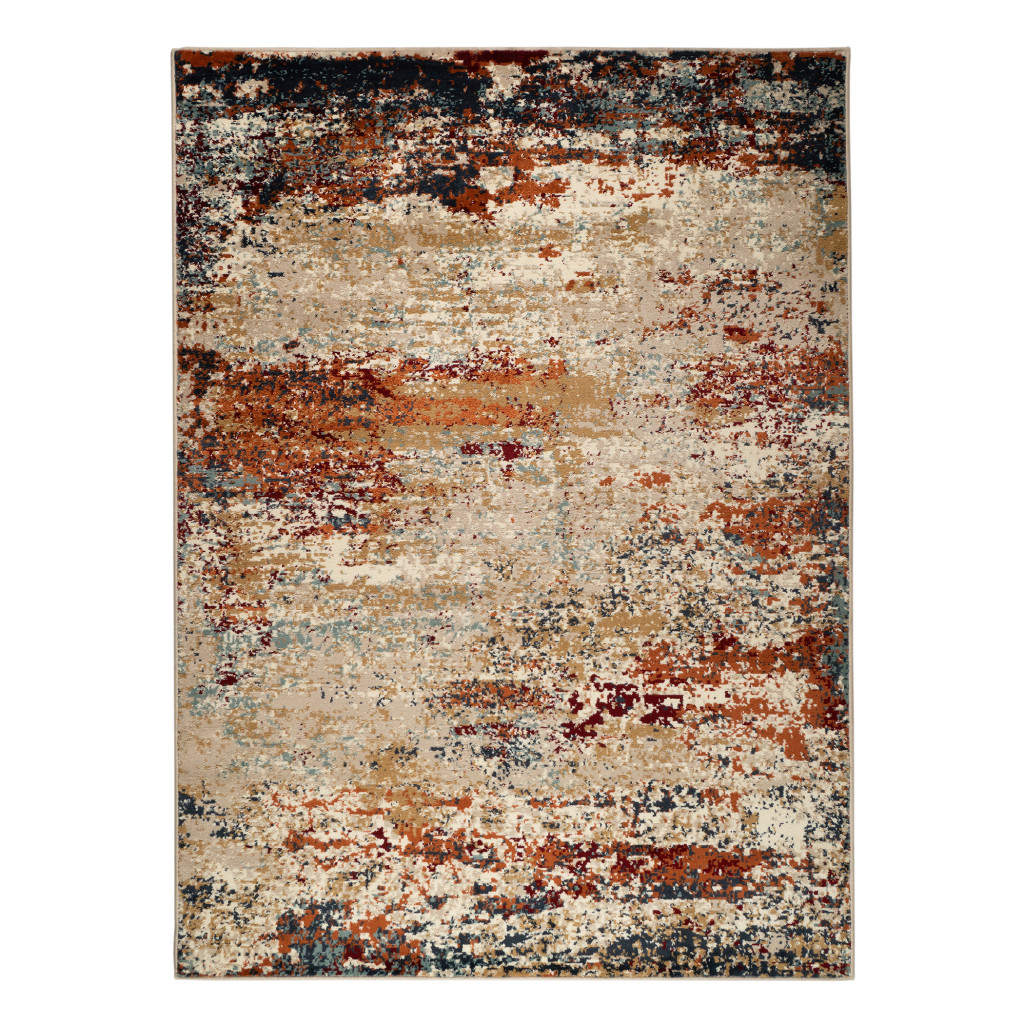 5 x 7 Orange Abstract Power Loom Area Rug