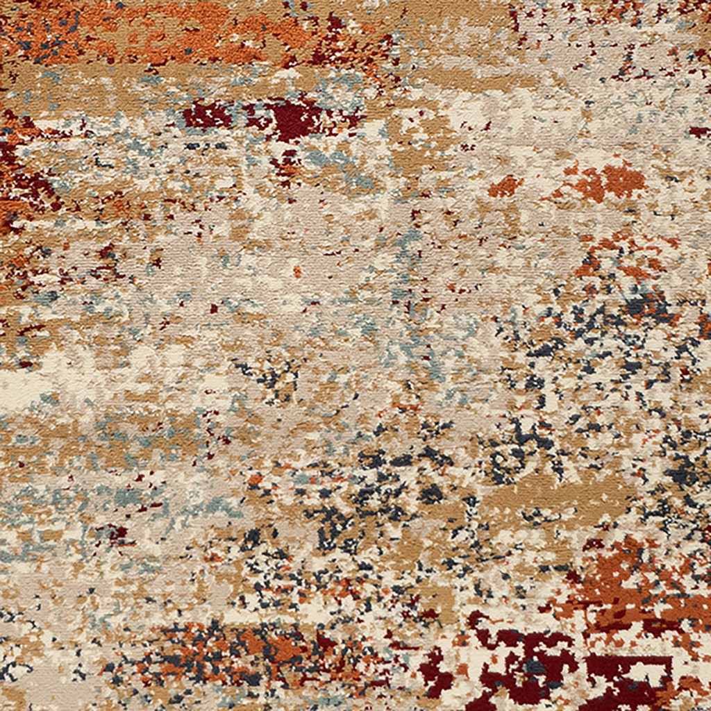 9" X 12" Orange and Black Abstract Power Loom Area Rug