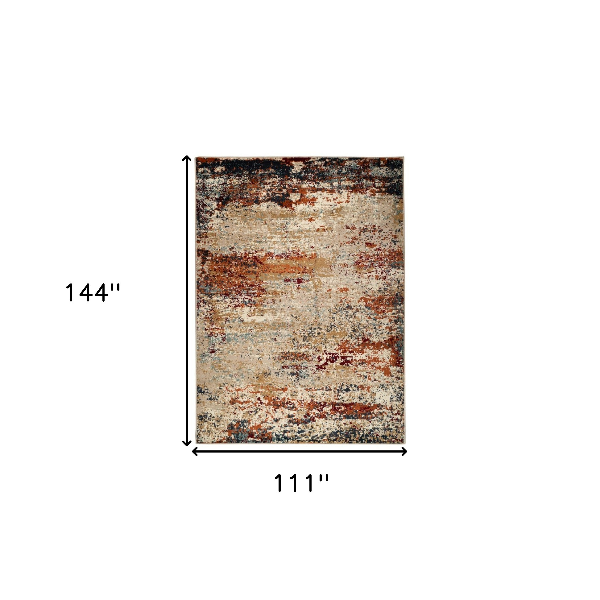 9" X 12" Orange and Black Abstract Power Loom Area Rug