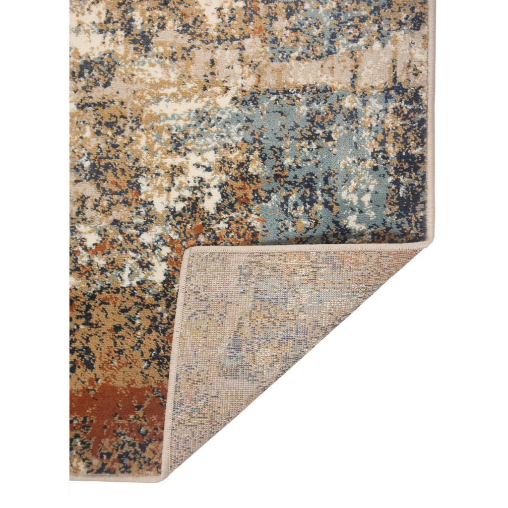 2" X 3" Tan Orange and Gray Abstract Power Loom Area Rug
