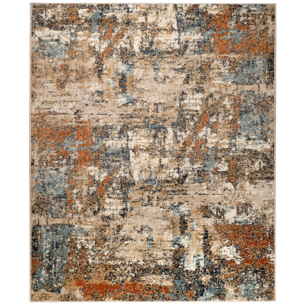 5 x 7 Orange Abstract Power Loom Area Rug