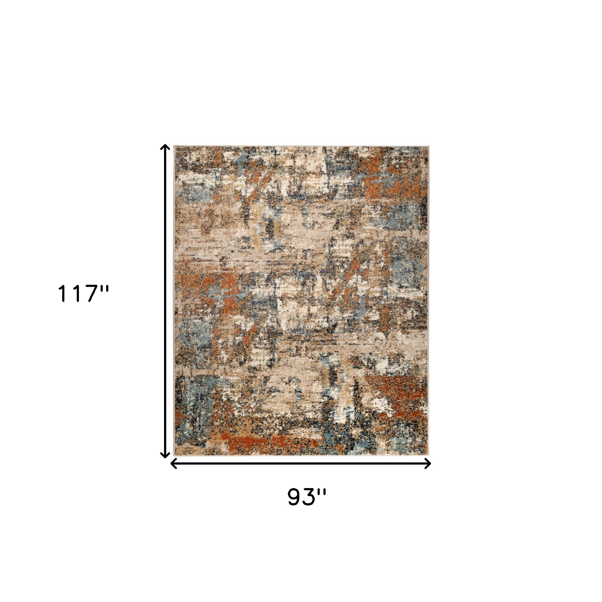 8" X 10" Tan Orange and Gray Abstract Power Loom Area Rug
